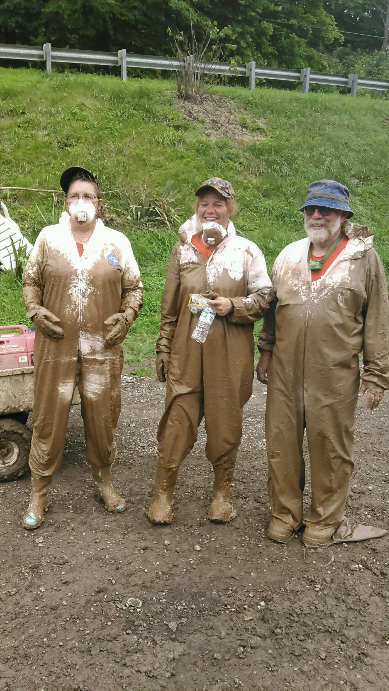 Not only does the house need to be cleaned out but the basement or crawl space has to also be cleaned out so that the home can dry out properly. The things the home owner has stored under the home needs removed along with the furnace duct-work. This is three of our team members after spending the day cleaning out from under two homes. 