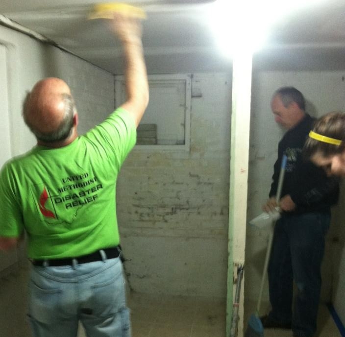 Terry, Brooke and Jim finish the ceiling.