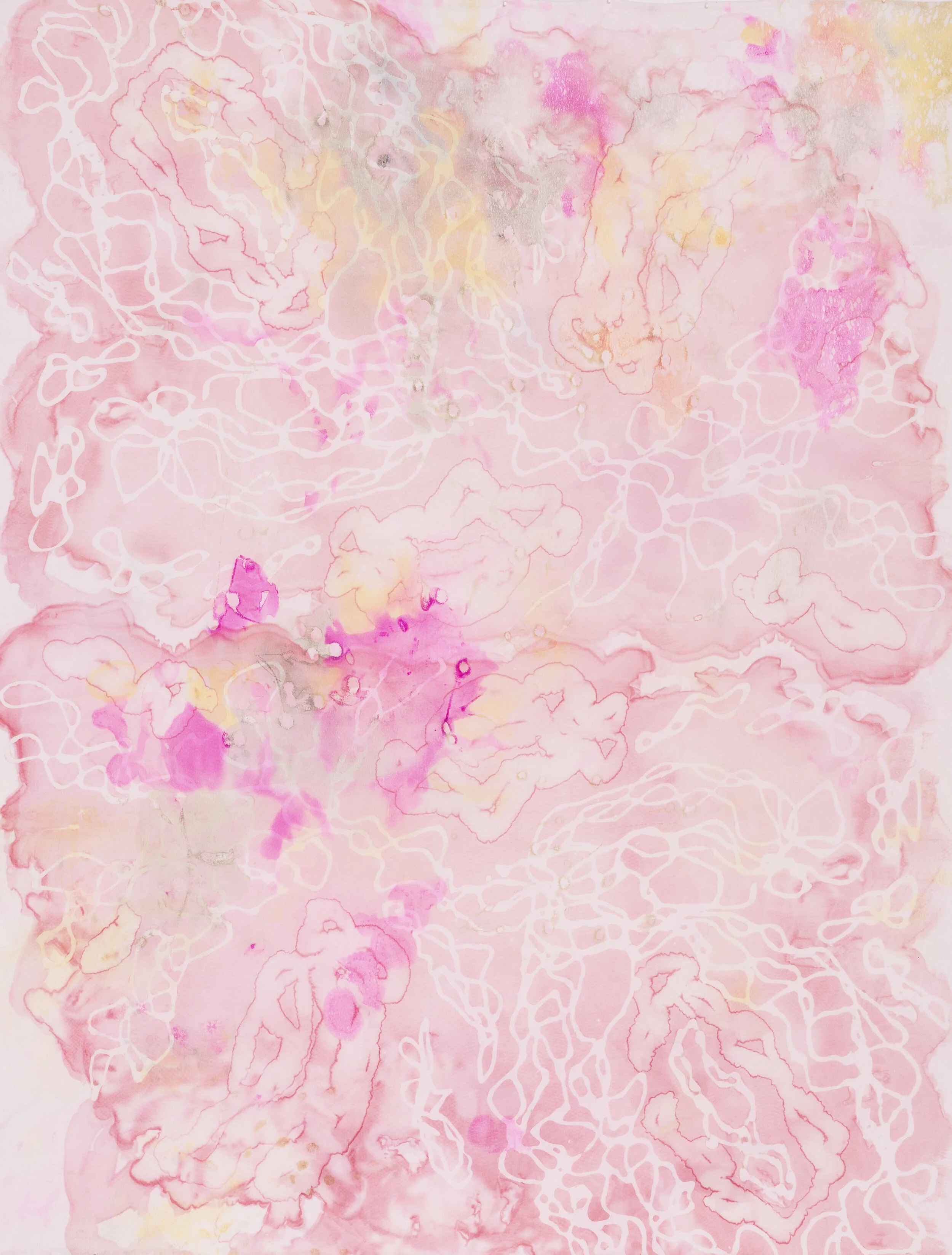 SOLD Pink Coral I, 44” x 54”, silk painting