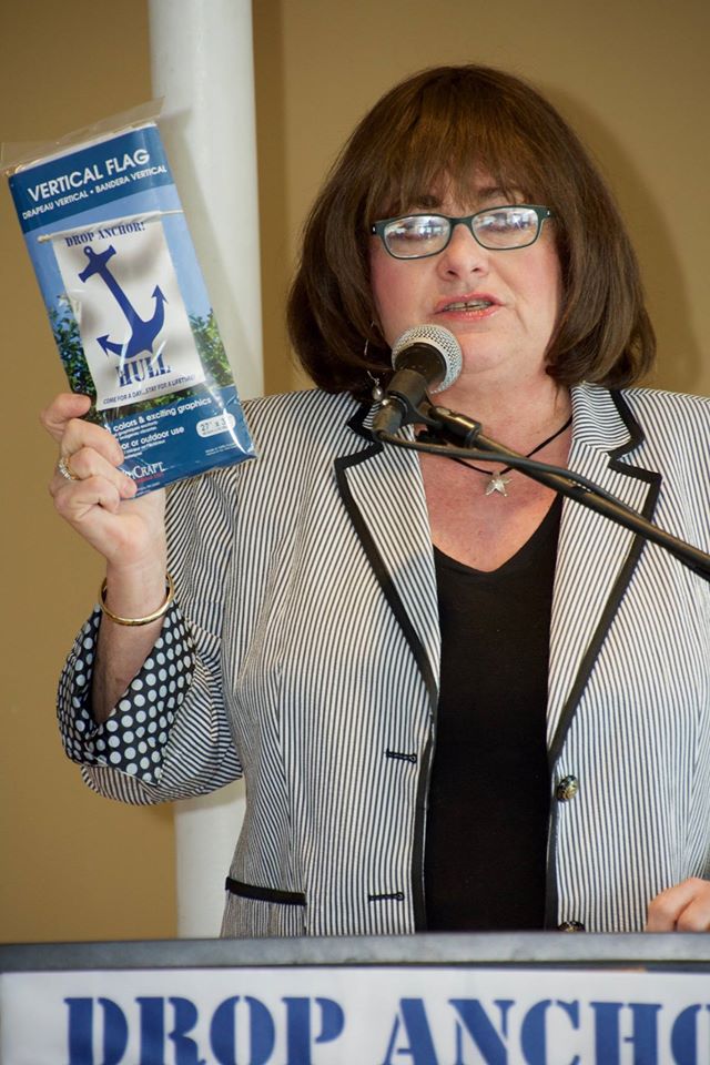   President Patricia Abbate addressed the crowd at the Hull-Nantasket Chamber of Commerce's candidates event last night at The Red Parrot.  