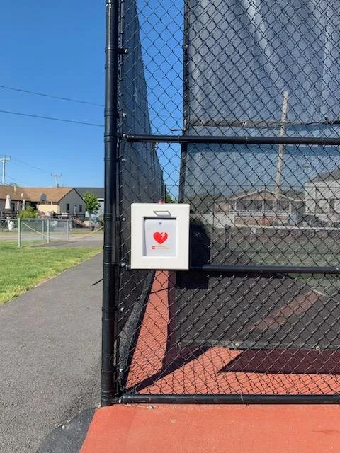  Automated External Defibrillators [AEDs] have been installed at outdoor locations around town, including Finlayson Field at the high school, the Kenberma pickleball courts [shown], and the L Street fields. [Courtesy photo] 