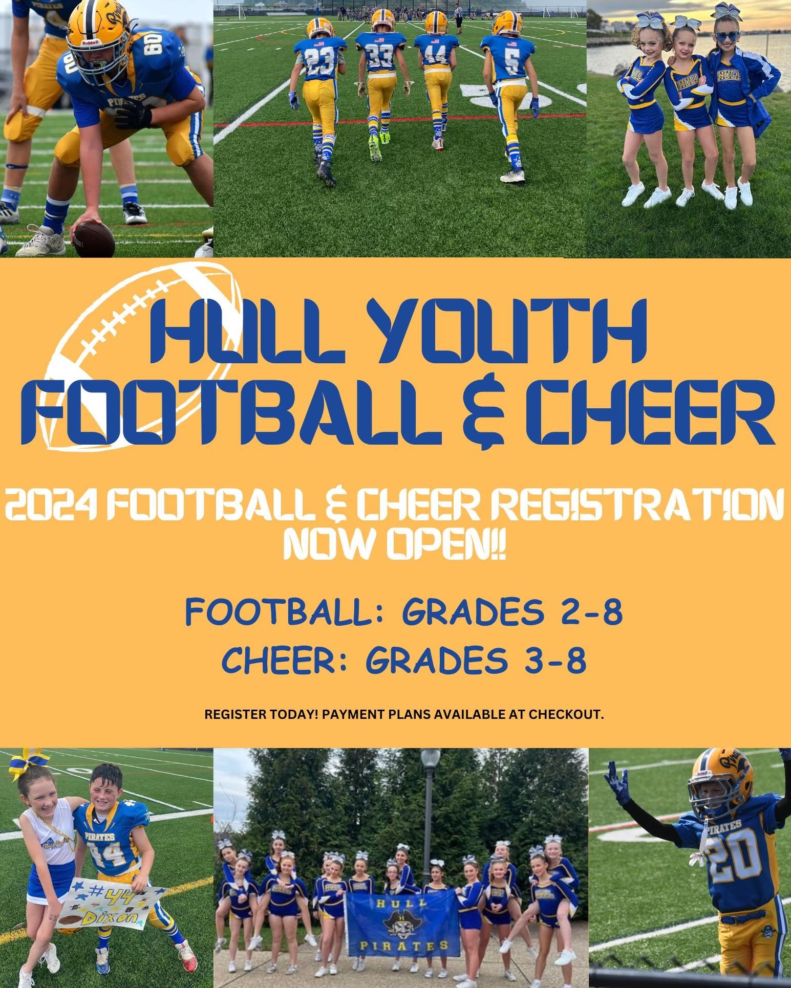 Registration for Hull Youth Football and Cheer squads is now open! Visit https://clubs.bluesombrero.com/HullYouth for all the details! #hullma #hullmanews #nantasket #MALocalNews #hulltimes #southshorenews