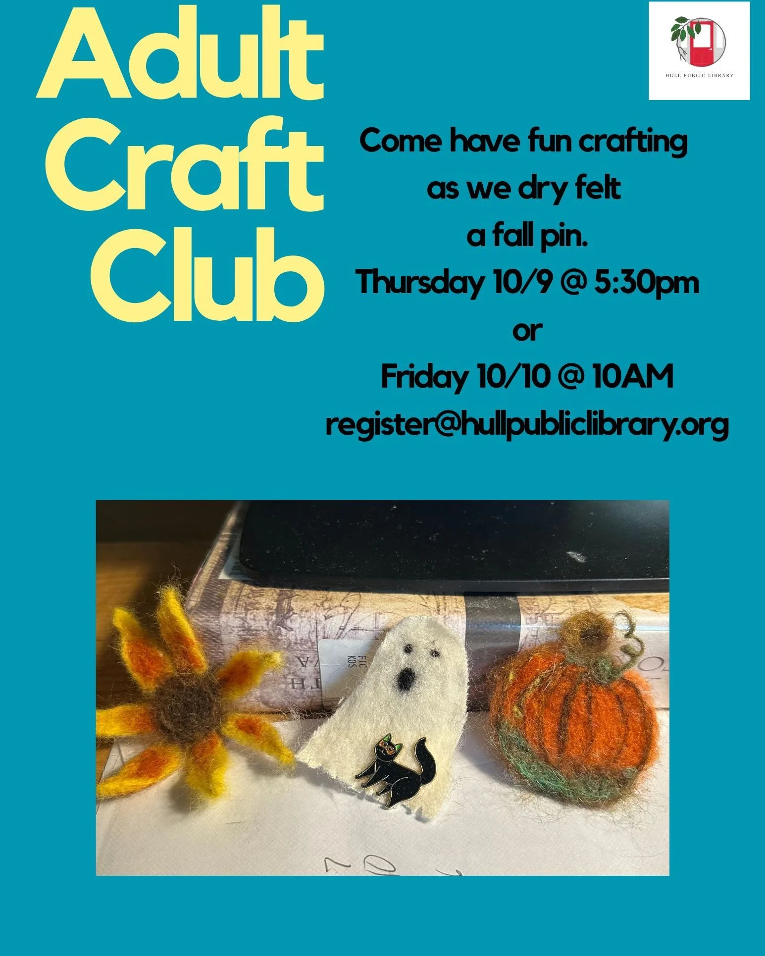 Visit hullpubliclibrary.org to register for this fun Adult Craft Club project!

 #hullma #hullmanews #nantasket #MALocalNews #hulltimes #southshorenews