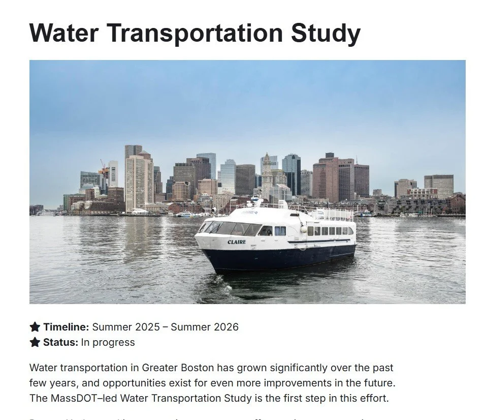 The MBTA is conducting a study of water transportation and is looking for the opinions of those who ride the ferries -- and those who don't -- as part of the process. The study may recommend changes to current ferry routes and connections as well as 