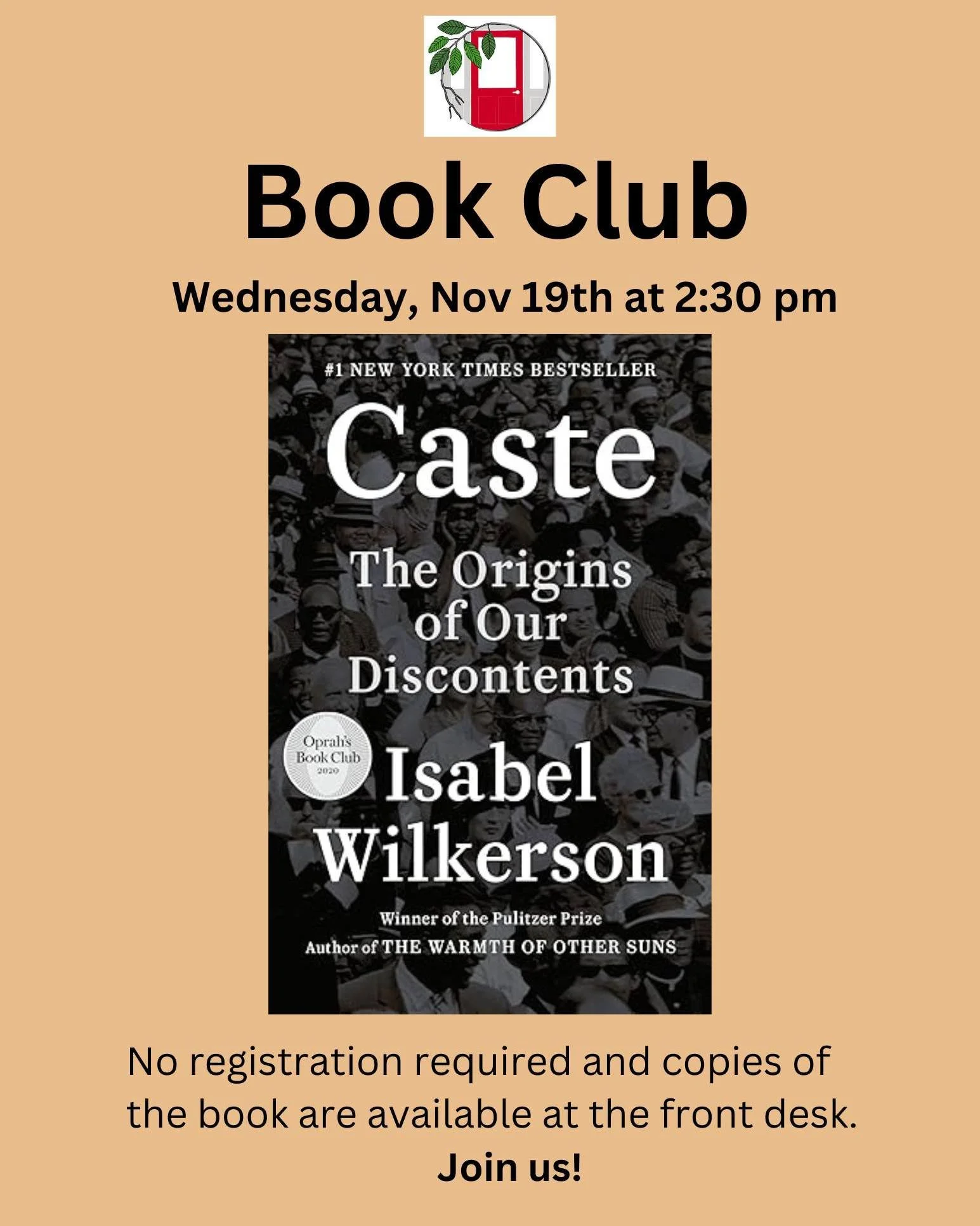 The @hull_public_library's November Adult Book Club choice is &quot;Caste&quot; by Isabel Wilkerson. The Pulitzer Prize-winning author of The Warmth of Other Suns examines the unspoken caste system that has shaped America and shows how our lives toda