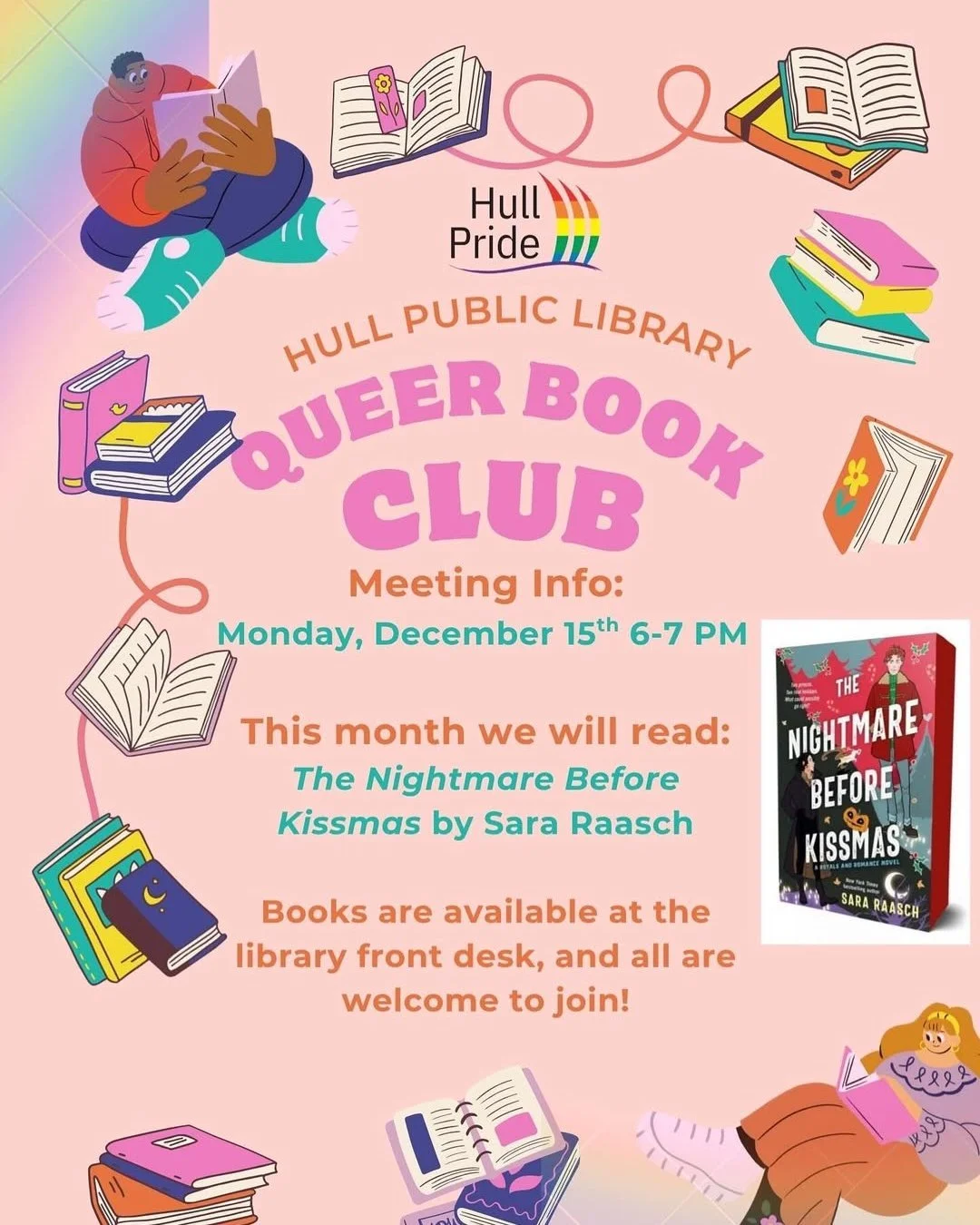 &quot;The Nightmare Before Kissmas&quot; is this month's pick for @hullpridema's Queer Book Club, which will meet at the @hull_public_library on December 15 at 6 p.m. Books are available at the library front desk, and all are welcome.

 #hullma #hull