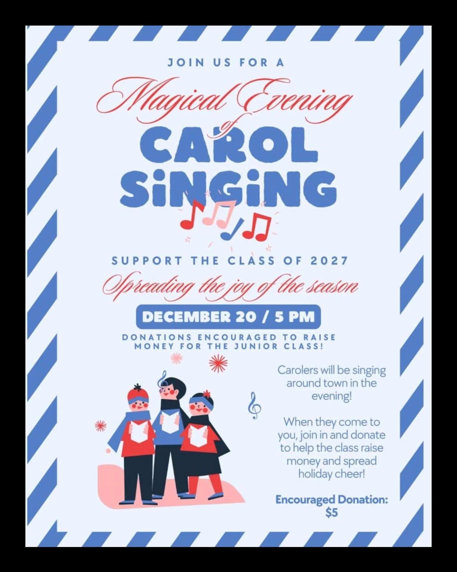 Hull High's Class of 2027 will be spreading holiday cheer on Saturday by caroling around town. Feel free to join in, and donations are welcome to support the students!
You can request a visit from the group (and specific songs) using this form: https