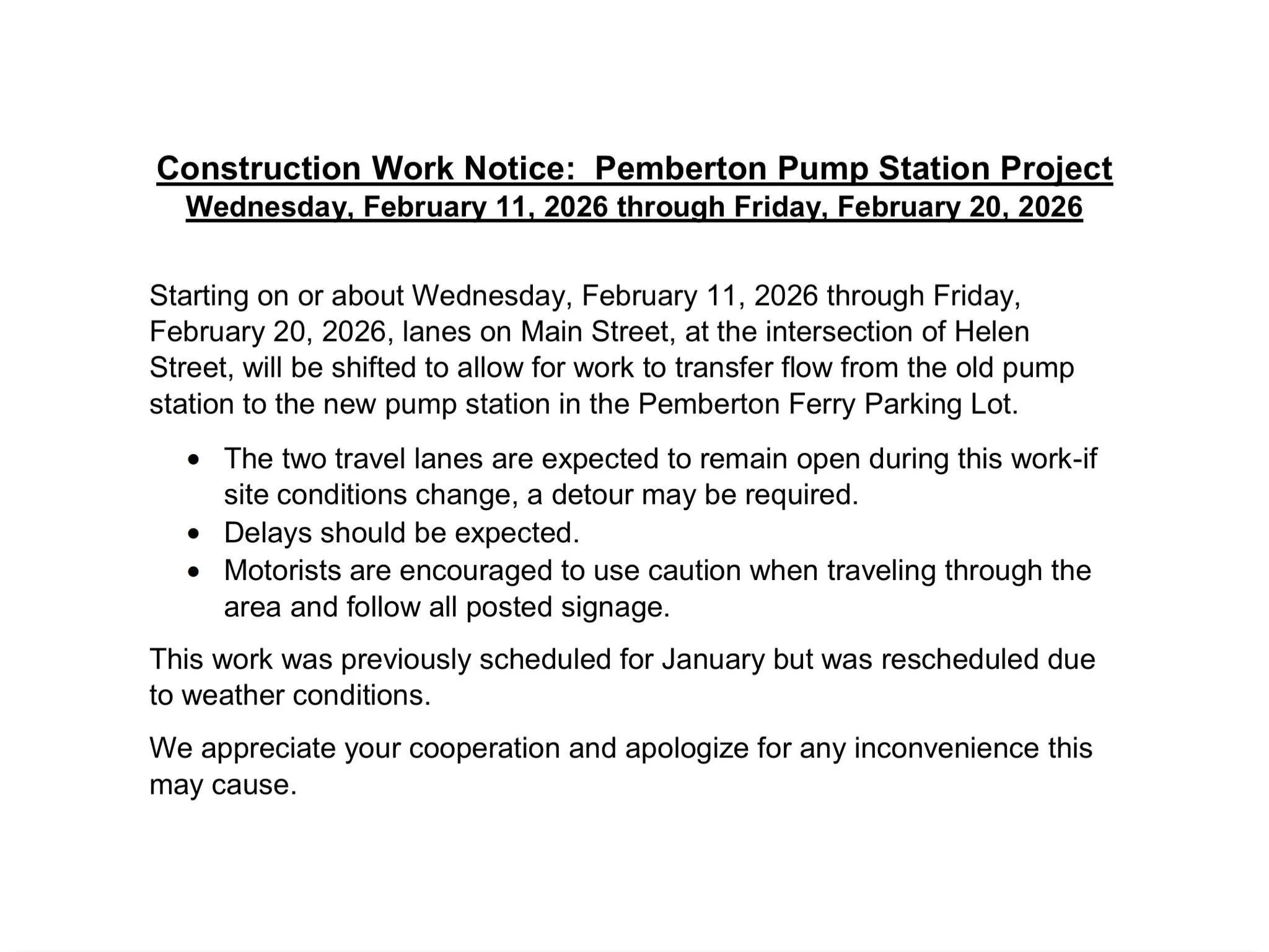 Note from the town regarding upcoming work around the sewer pumping station at Pemberton.

 #hullma #hullmanews #nantasket #MALocalNews #hulltimes #southshorenews