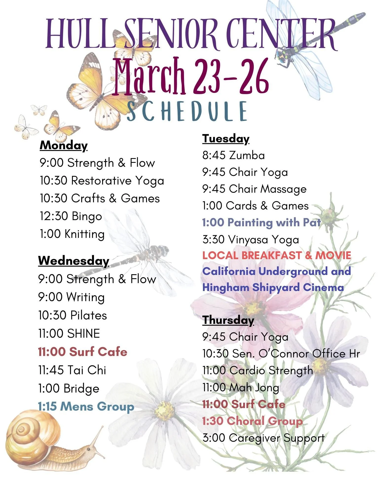 Upcoming events at the Anne M. Scully Senior Center...

 #hullmanews #hullma #nantasket #MALocalNews #hulltimes #southshorenews