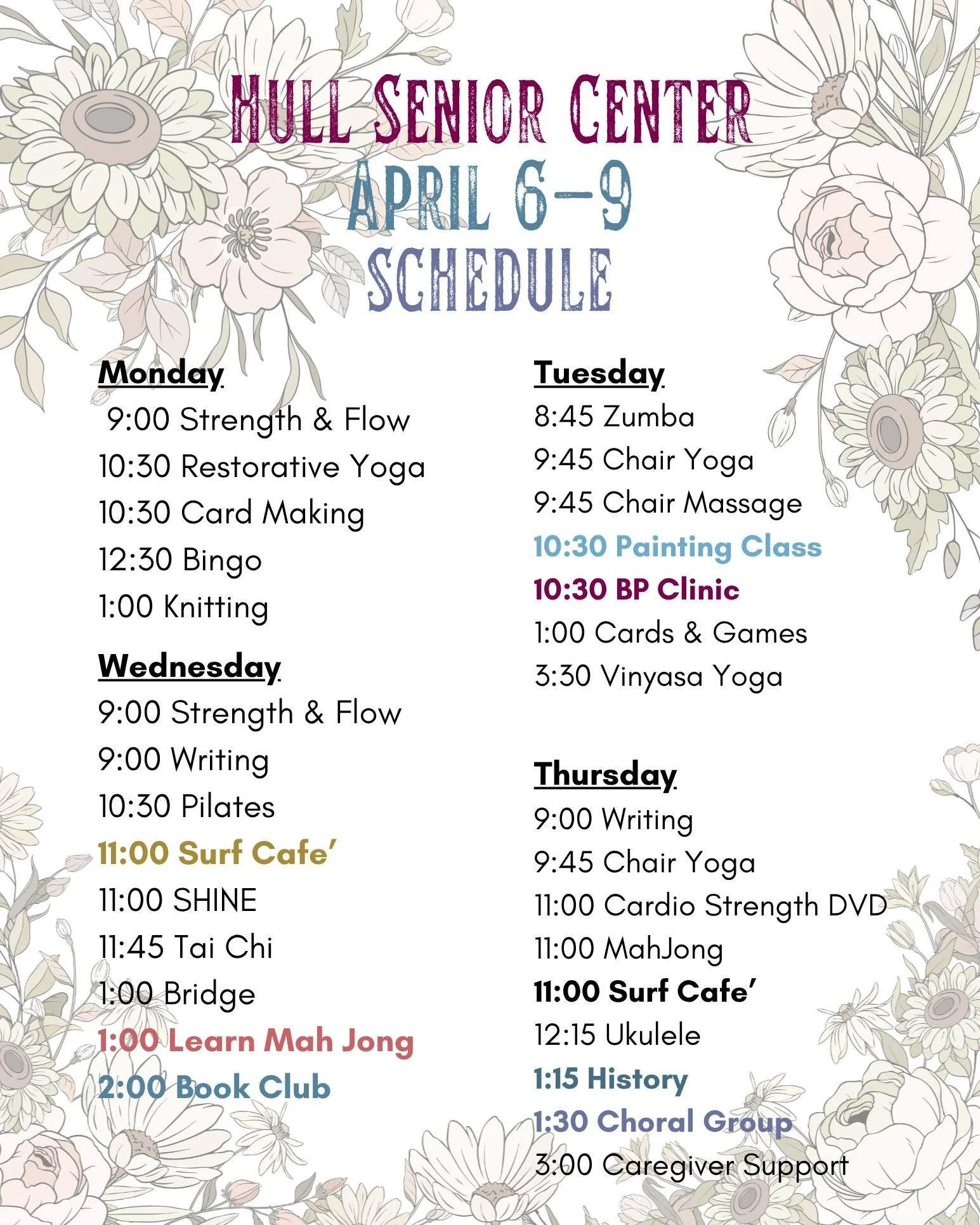 Upcoming events at the Anne M. Scully Senior Center...

 #hullma #nantasket #MALocalNews #hullmanews #hulltimes #southshorenews