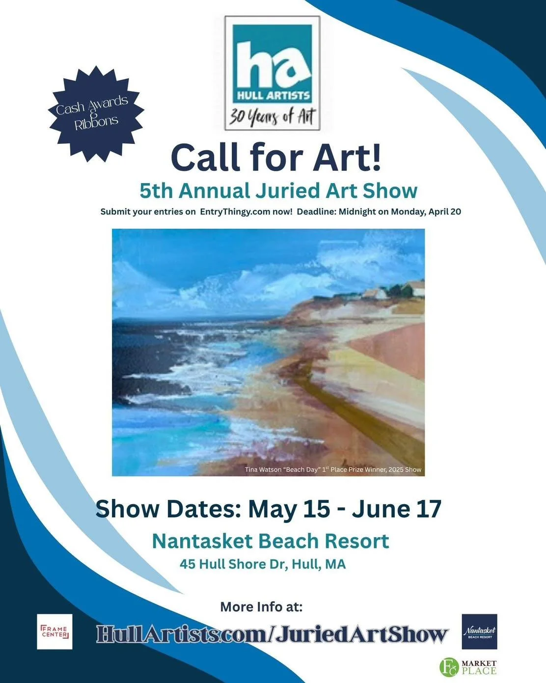 Call for Art!  The Hull Artists Fifth Annual Regional Juried Art Show is calling regional artists who work in 2D mediums to submit work to be considered for this year's show. Deadline to enter is midnight on April 20.  Submit your entries on Entrythi