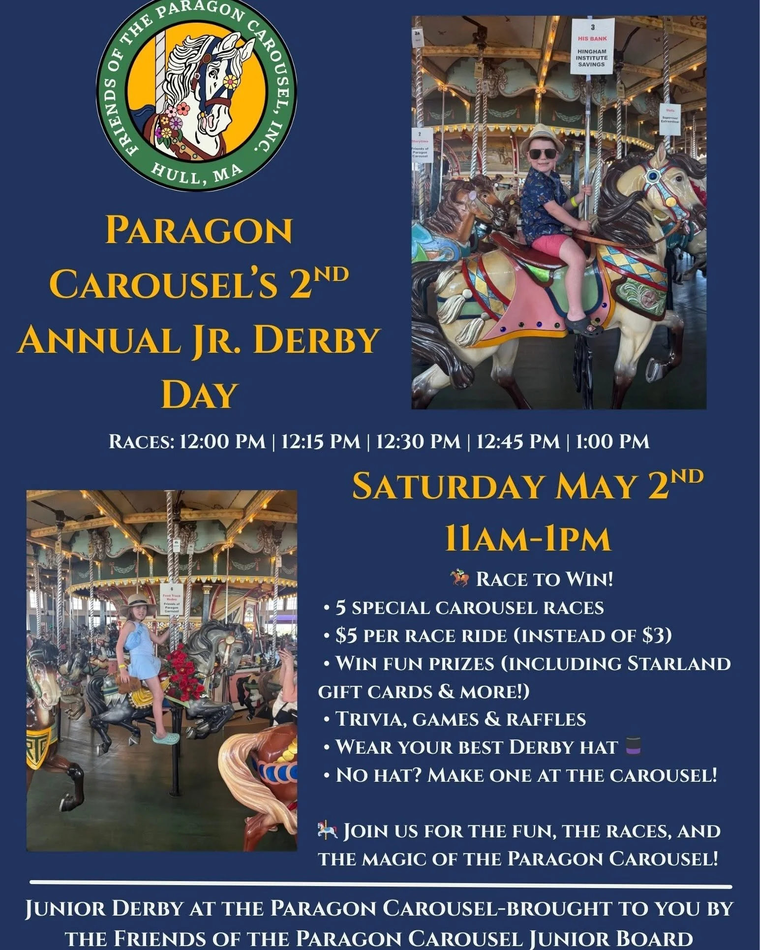 Junior Derby Day is coming up on May 2 at the @paragoncarousel!