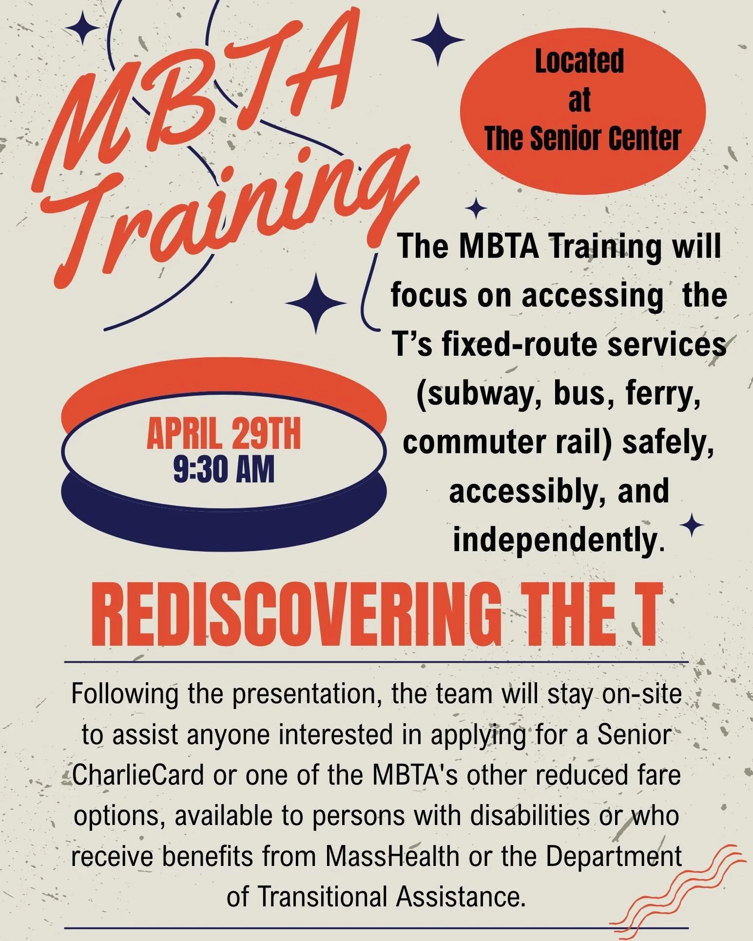 Attend this event at the Anne M. Scully Senior Center on April 29 to learn more about the MBTA bus service in Hull and to apply for a Senior CharlieCard. RSVP to 781-925-1239 or drop in at 9:30 a.m.

 #hullma #hullmanews #nantasket #MALocalNews #hull