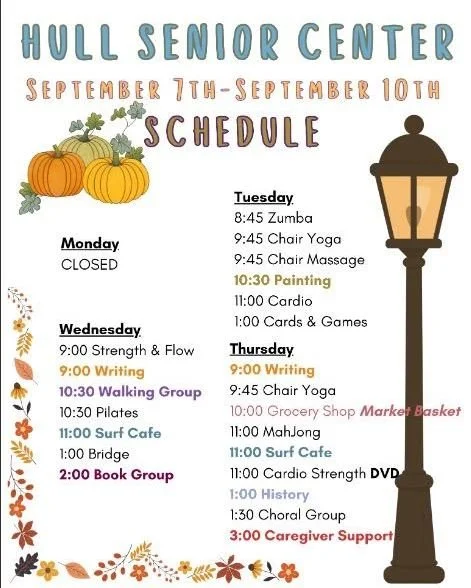 Upcoming activities at the Anne M. Scully Senior Center...

 #hullma #hullmanews #nantasket #MALocalNews #hulltimes #southshorenews