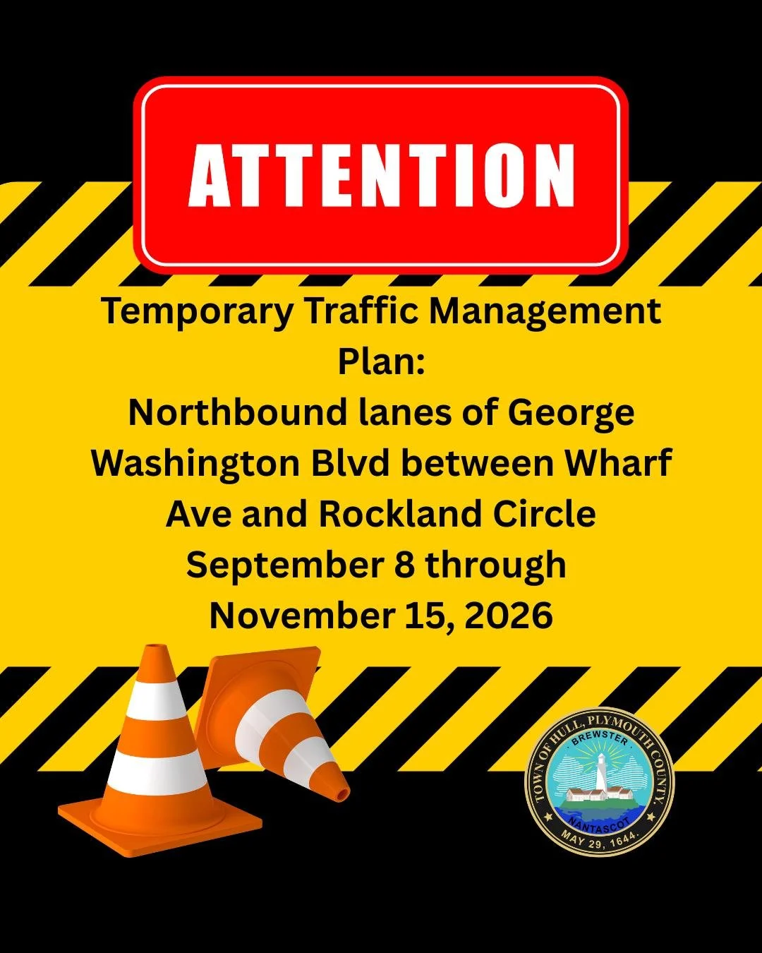 Drivers and pedestrians traveling into town along George Washington Boulevard may see traffic disruptions in the area of the Paragon apartment building under construction. The road and sidewalk between the lights at Rockland Circle and Wharf Avenue (