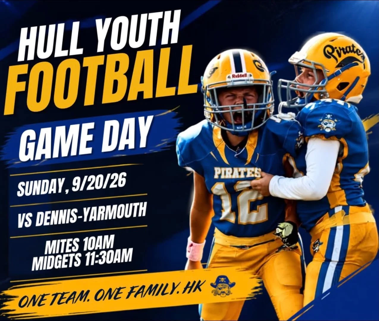 Hull Youth Football's home opener is this Sunday at the high school. Head on down and cheer like Hull! 💙💛

 #hullma #hullmanews #nantasket #MALocalNews #hulltimes #southshorenews