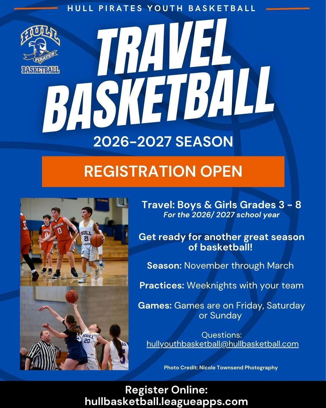 Registration for Hull Pirates Youth Travel Basketball is open through Friday, October 2. For details, visit https://hullbasketball.leagueapps.com/clubteams/5082256-2026-2027-travel-basketball

 #nantasket #hullma #MALocalNews #hullmanews #hulltimes #