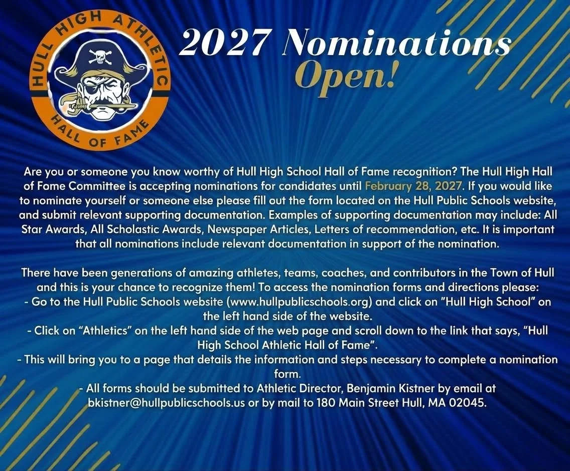 Nominations for the Hull High Athletic Hall of Fame are being accepted until February 27, 2027. For more information, visit https://hs.hullpublicschools.org/apps/pages/index.jsp?uREC_ID=4444603&amp;type=d&amp;pREC_ID=2683456

 #hullma #hullmanews #na
