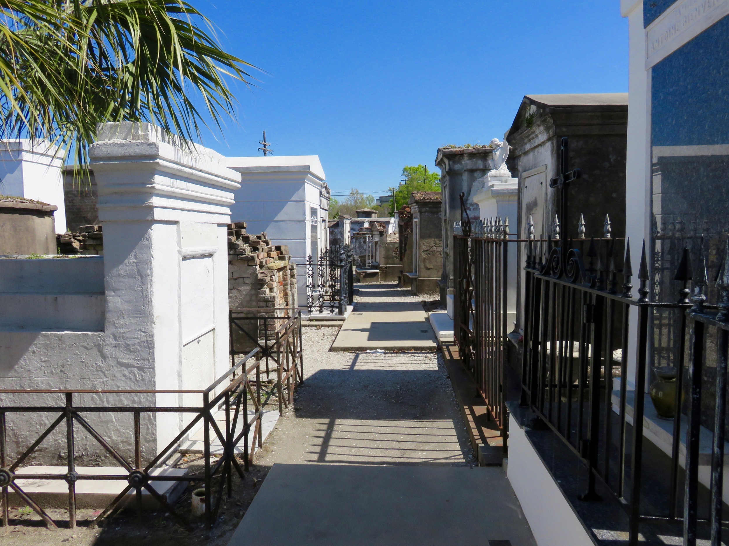 Variety of above ground graves at St. Louis Cemetery.