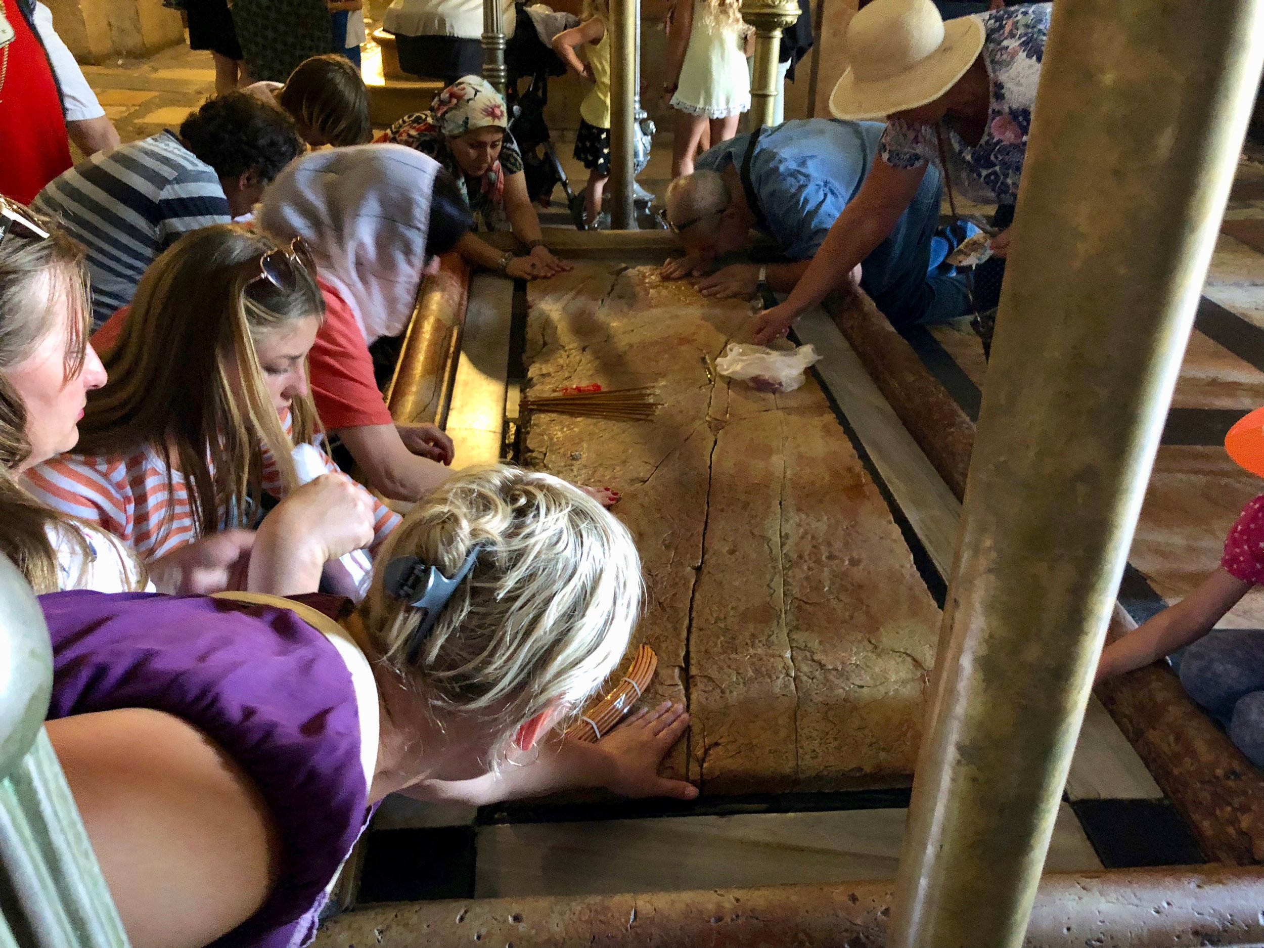 Site where Jesus' body was said to be laid before burial at the Church of the Holy Sepulchre.