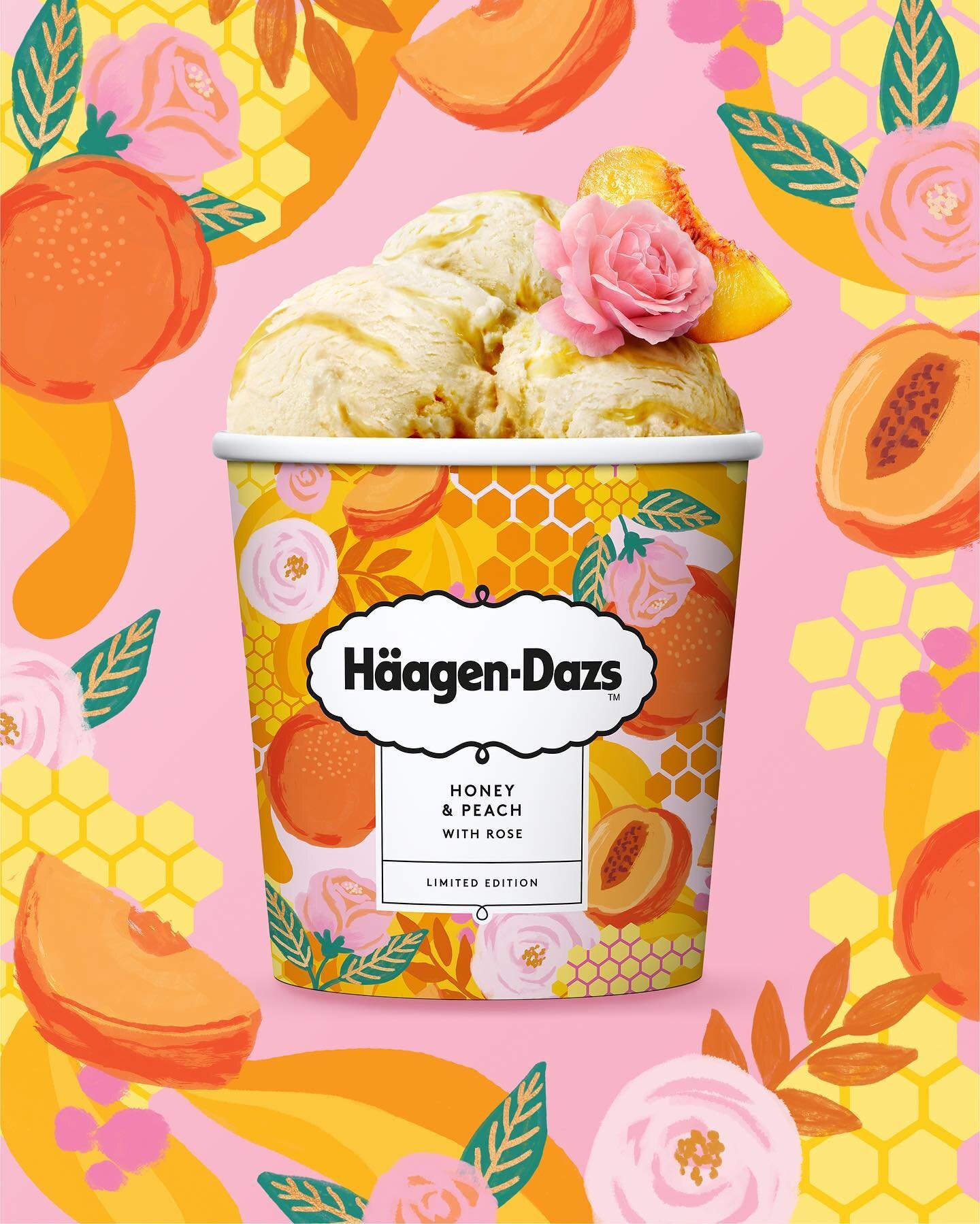 Jess Phoenix X H&auml;agen-Dazs‼️ I'm excited to finally share the collaboration I did with H&auml;agen-Dazs to create designs for 2 of their Limited Edition flavors: Honey Peach Rose and Honey Grapefruit Hibiscus. This was one of the most complicate