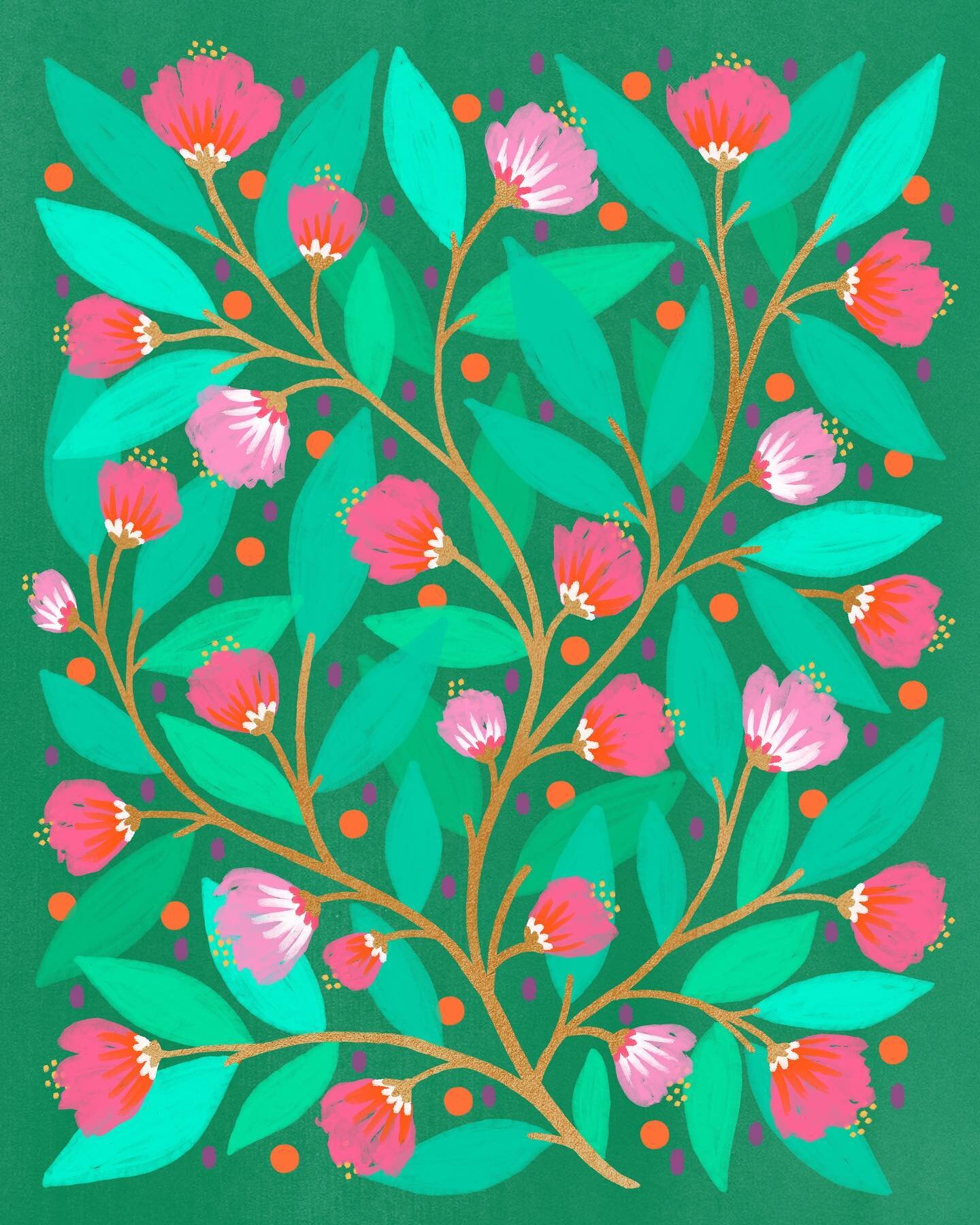 Still playing with green 💚🌿 For how many flowers and leaves I draw it is a surprisingly under-represented color in my body of artwork. But I'm having fun purposefully working it into pieces. This was an older piece that I updated the colors on and 