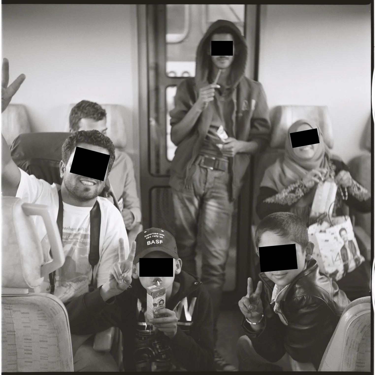 My Syrian family traveling on the train from Budapest to Vienna.