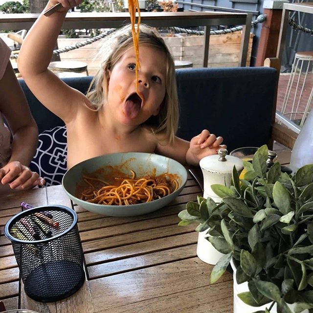 We're proud to be family owned and operated - and we especially love it when our small fans visit. Just ask Jasmine - she really loves her Mediterranea pasta - can't you tell? 🍽🤤 #mediterraneasydney