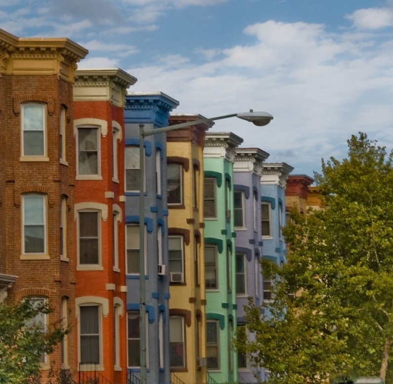 Colorful Rowhouses in Washington DC