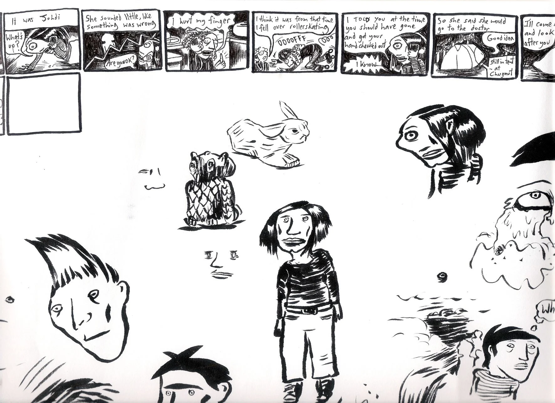 Comic page drawings, Mandy Ord