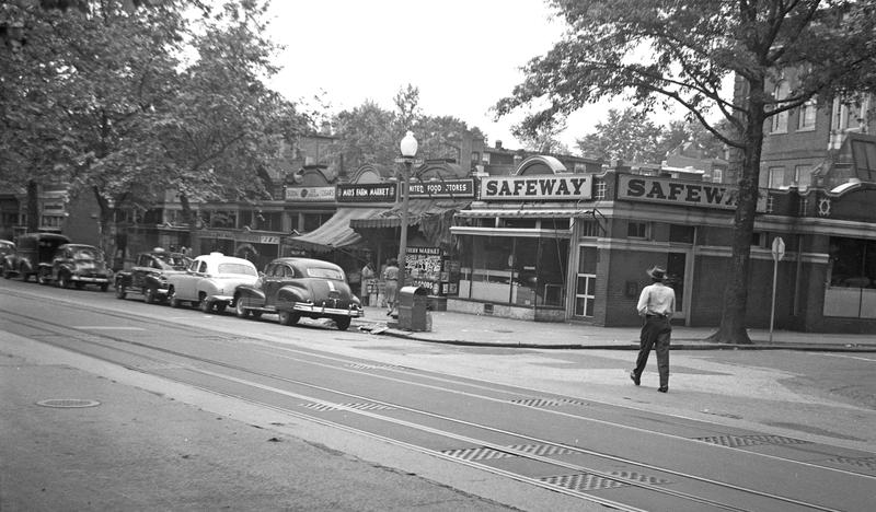  Commercial buildings near the corner of Kenyon and 11th Streets NW, ca. 1949 