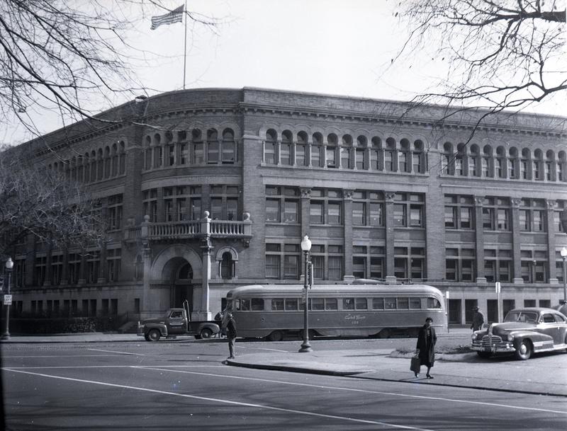  Shaw Junior High School on the southeast corner of Rhode Island Avenue and 7th Street NW, ca 1950 