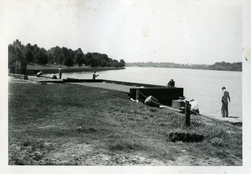  General view east down the Potomac River, from the foot of G Street NW, ca 1951 