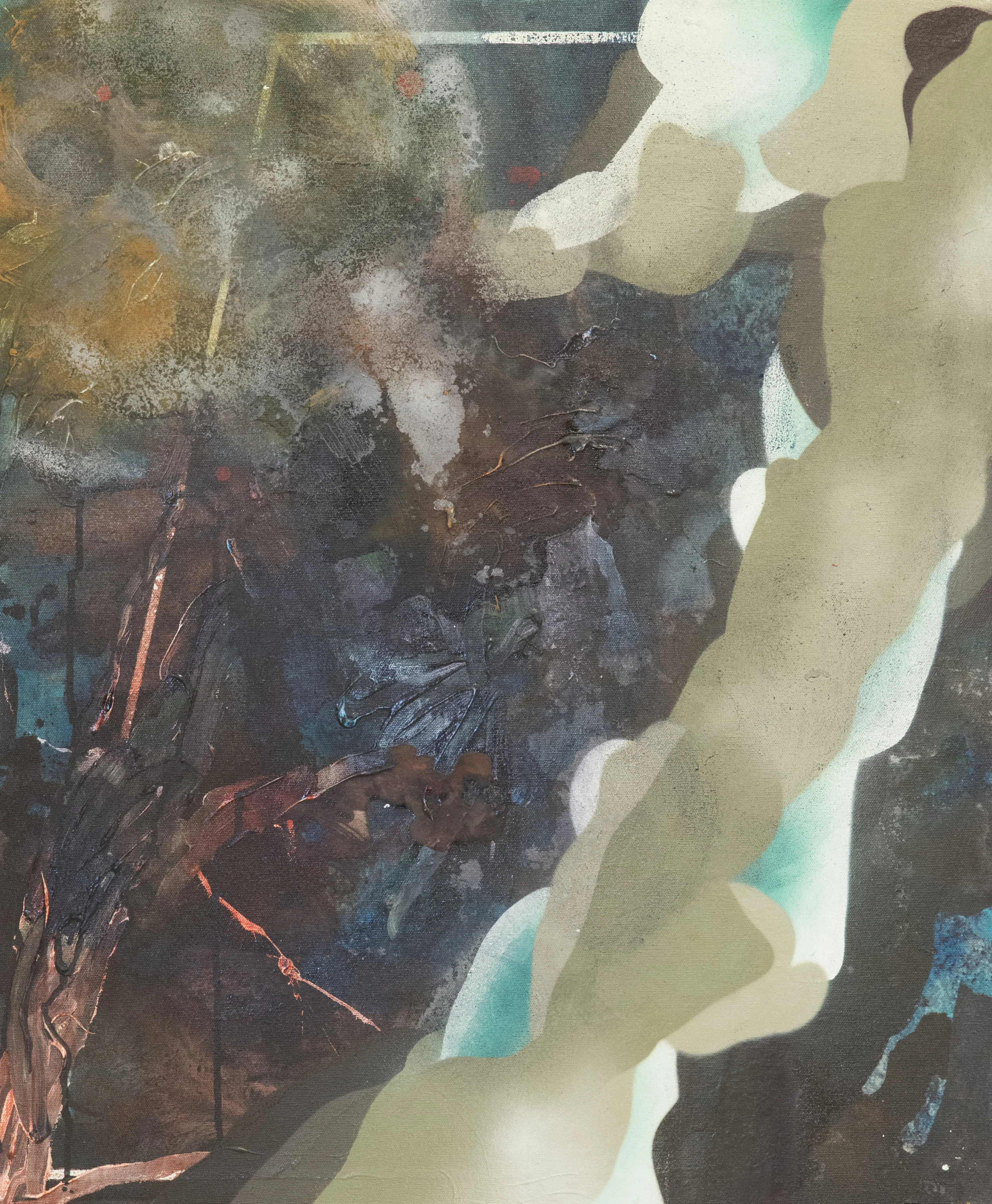 XXY 016 In collaboration with Anna Bergman & Pärra Von Andreasson 2017 Paint, ink and spray paint on linen 73 x 60 x 2 cm