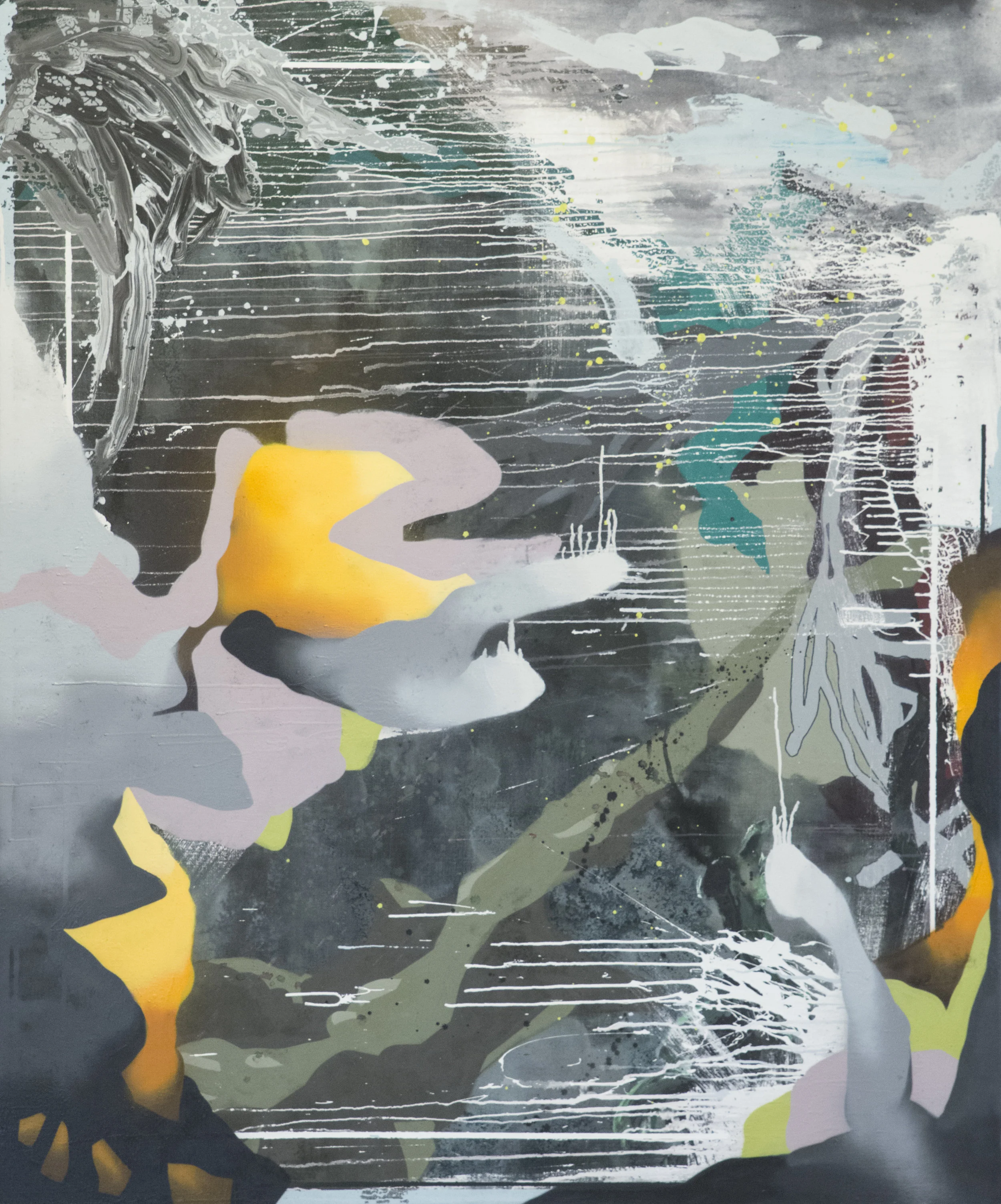 XXY 017 In collaboration with Anna Bergman & Pärra Von Andreasson 2017 Paint, ink and spray paint on linen 184 x 54 x 4.5 cm