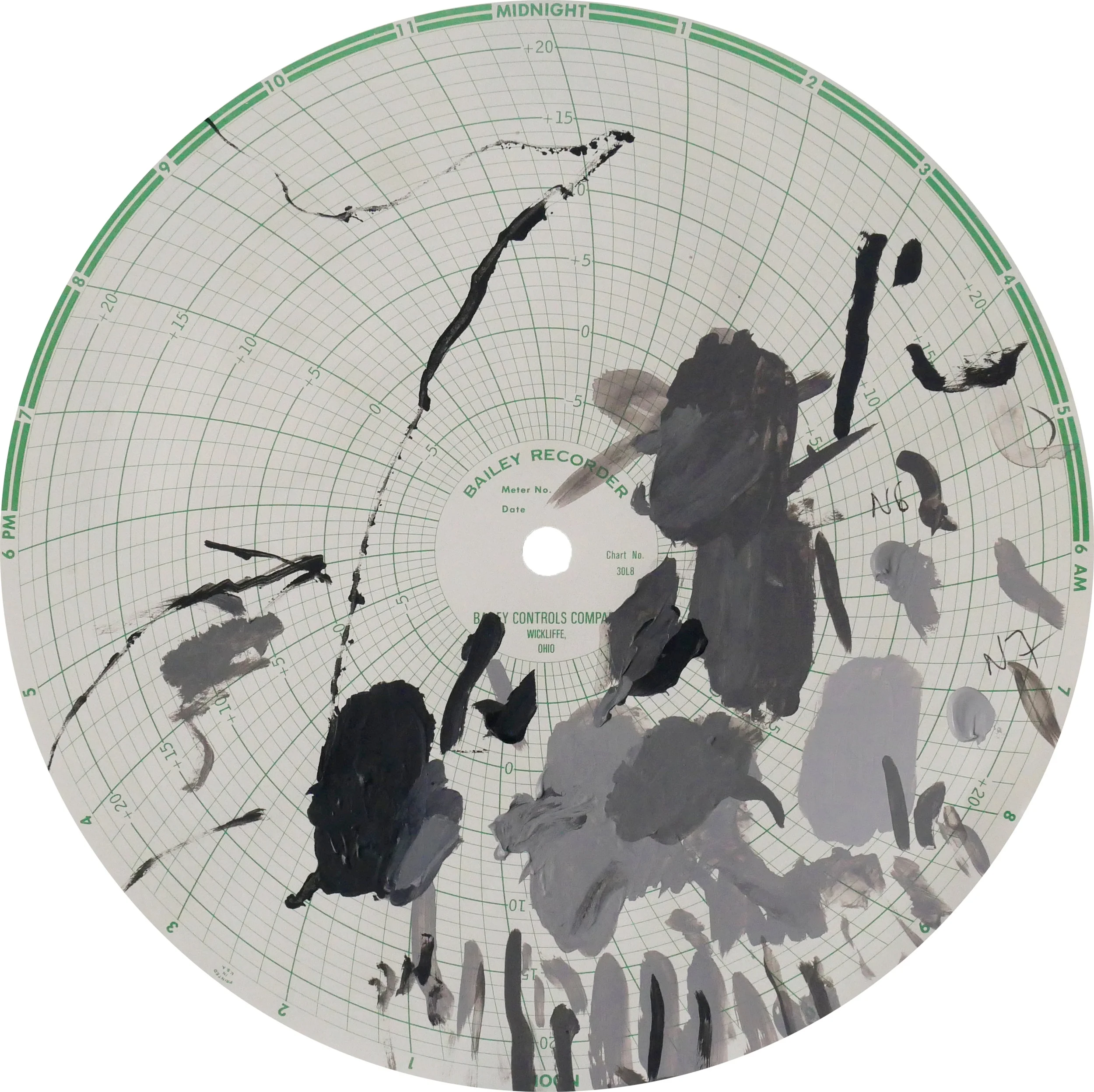 Midnight Recorder (2405) Acrylic on paper 11.1 in diameter 28.2 cm diameter