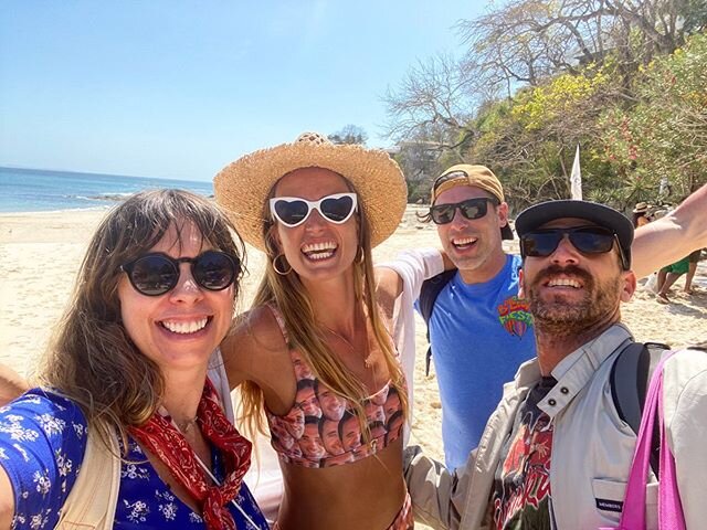 Island queen &amp; bride-to-be @sachapytka greeting us upon arrival! 🏝 And yes, she&rsquo;s wearing a bikini with her fianc&eacute;&rsquo;s face @pamananian all over it! 😂