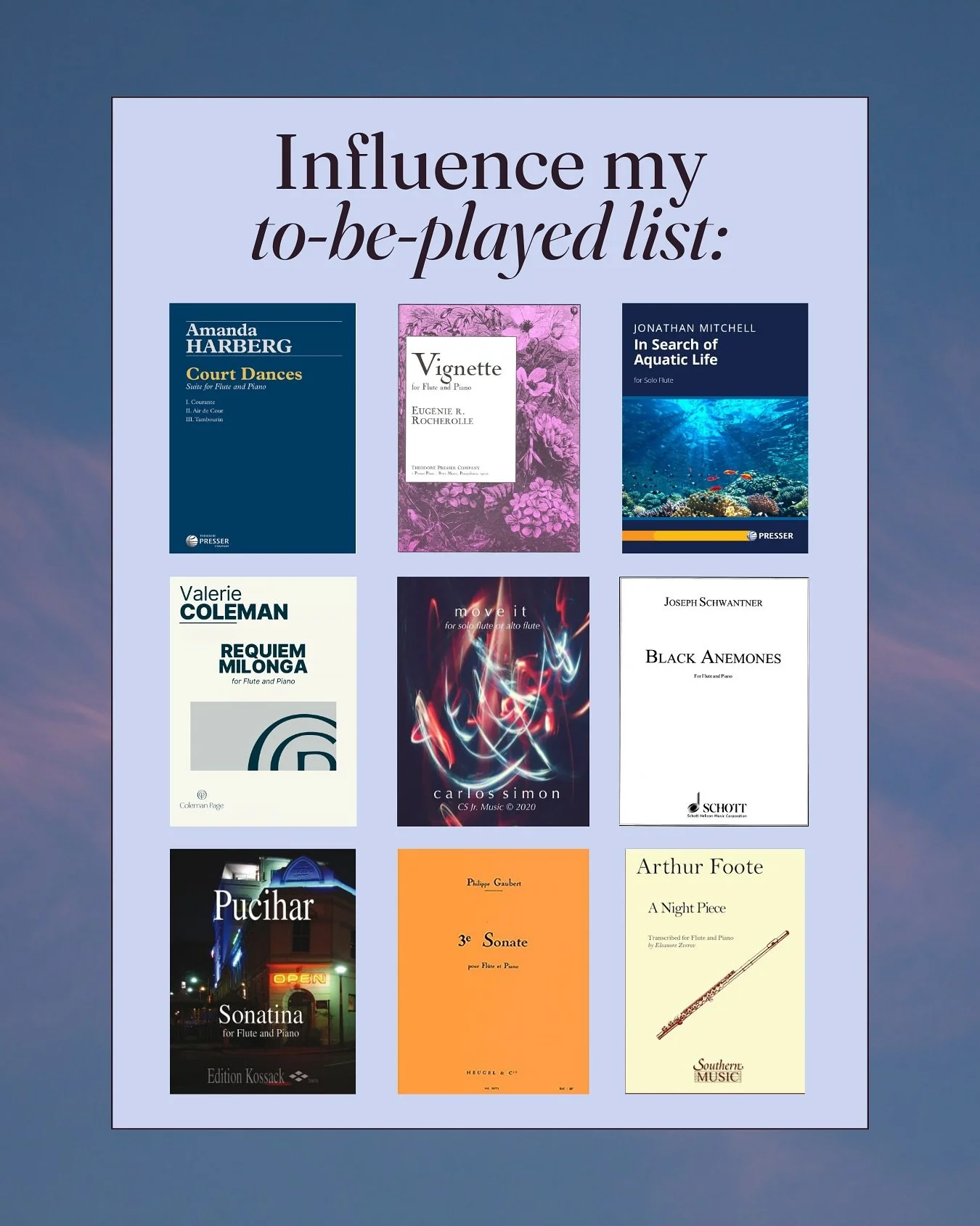 Any favorites here? What&rsquo;s on your to-be-played list right now?? 😍

#flute #flutist #fluteplayer #flutemusic #flutesolo #classicalmusicians