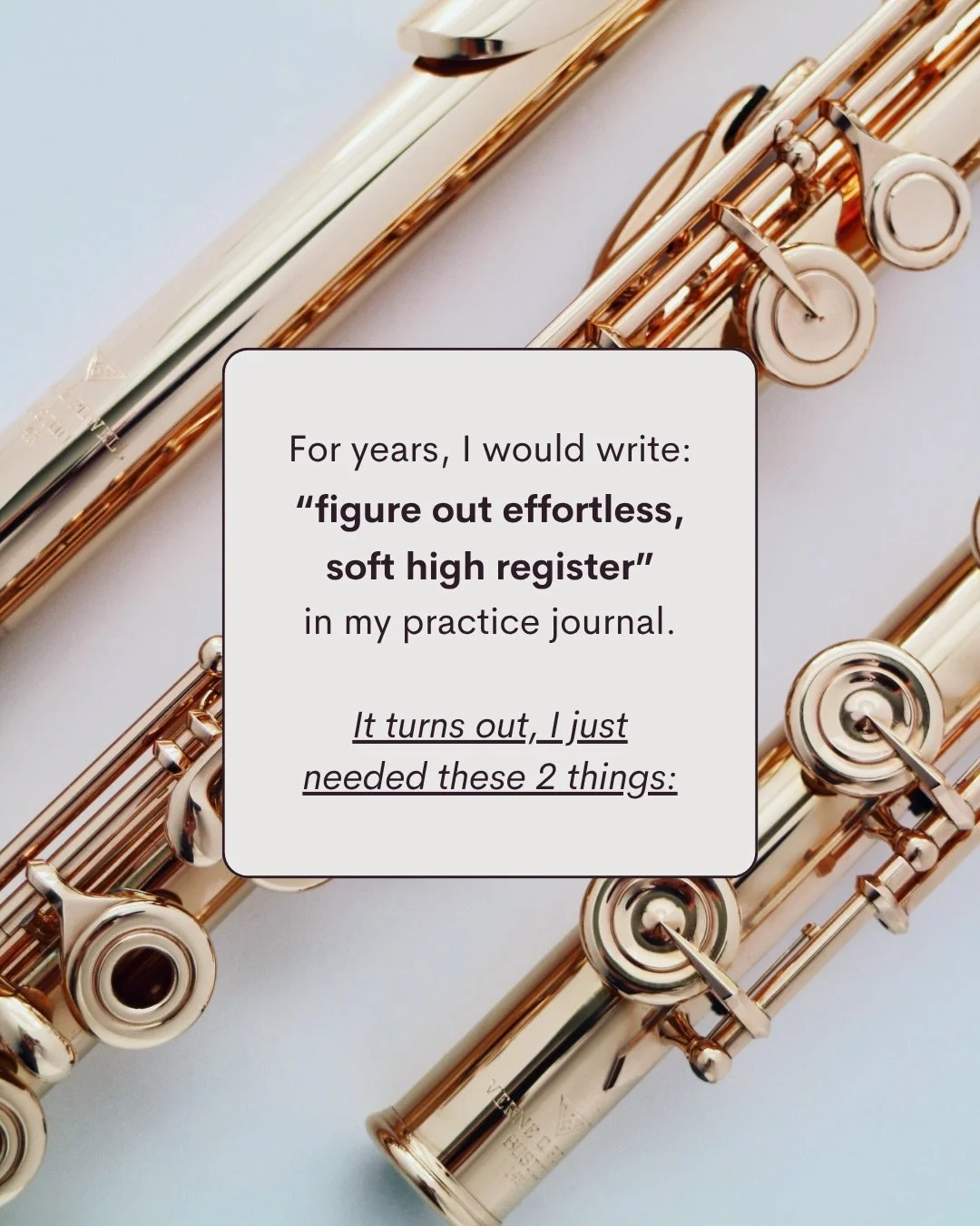 Two ingredients for effortless, soft, high flute playing. If you want to be effortless, your effort needs to be put in the exact places it&rsquo;s needed and removed from where it&rsquo;s not. #flute #fluteplayer #flutist #powellflutes #flautist