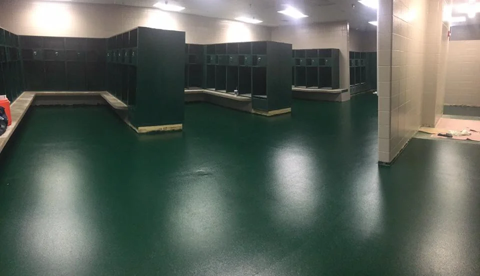 After Epoxy Coating Installed on GHS Football Locker Room Floors