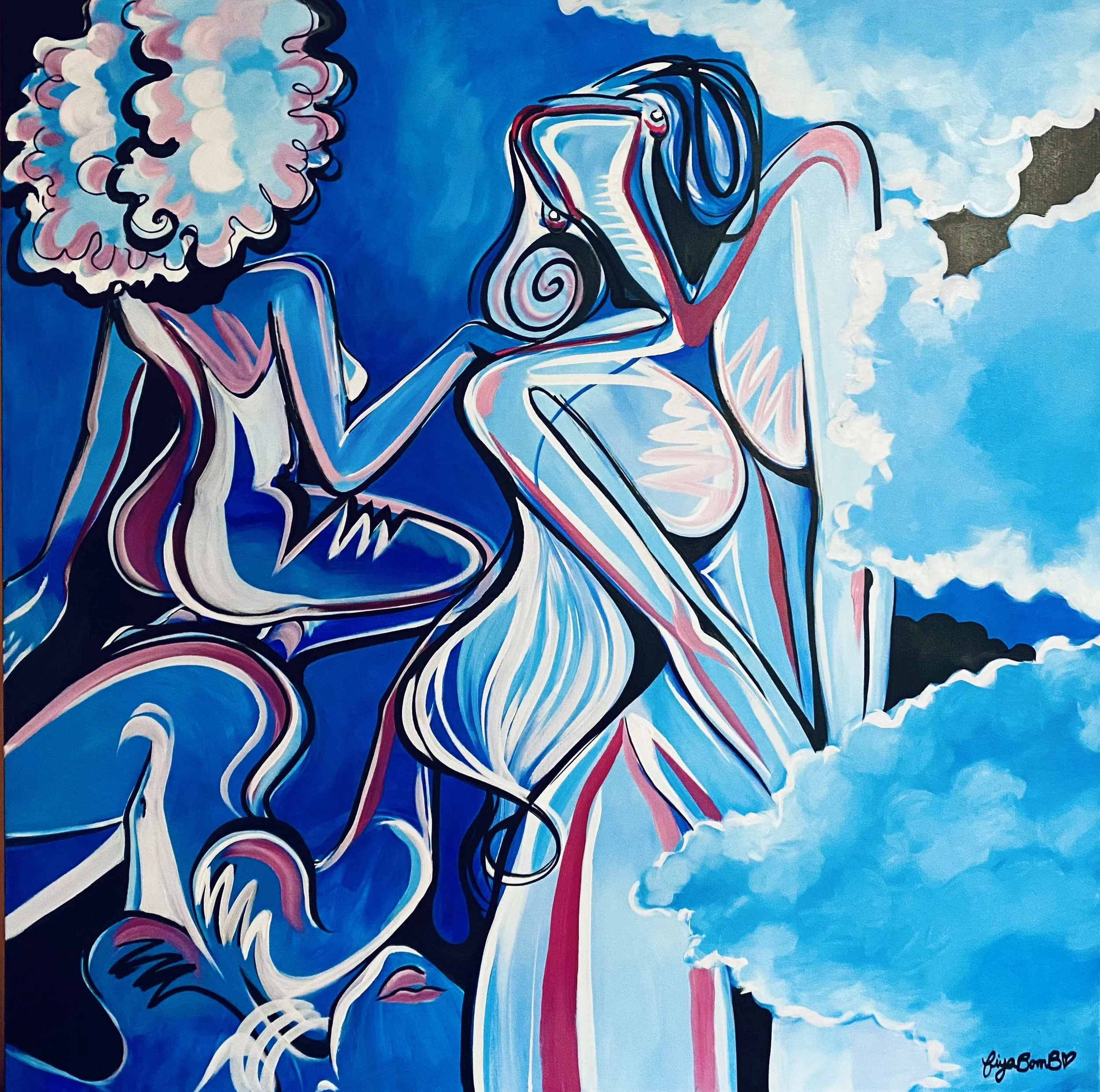 "Abstract Blue Women" 11X14 Matted Print
