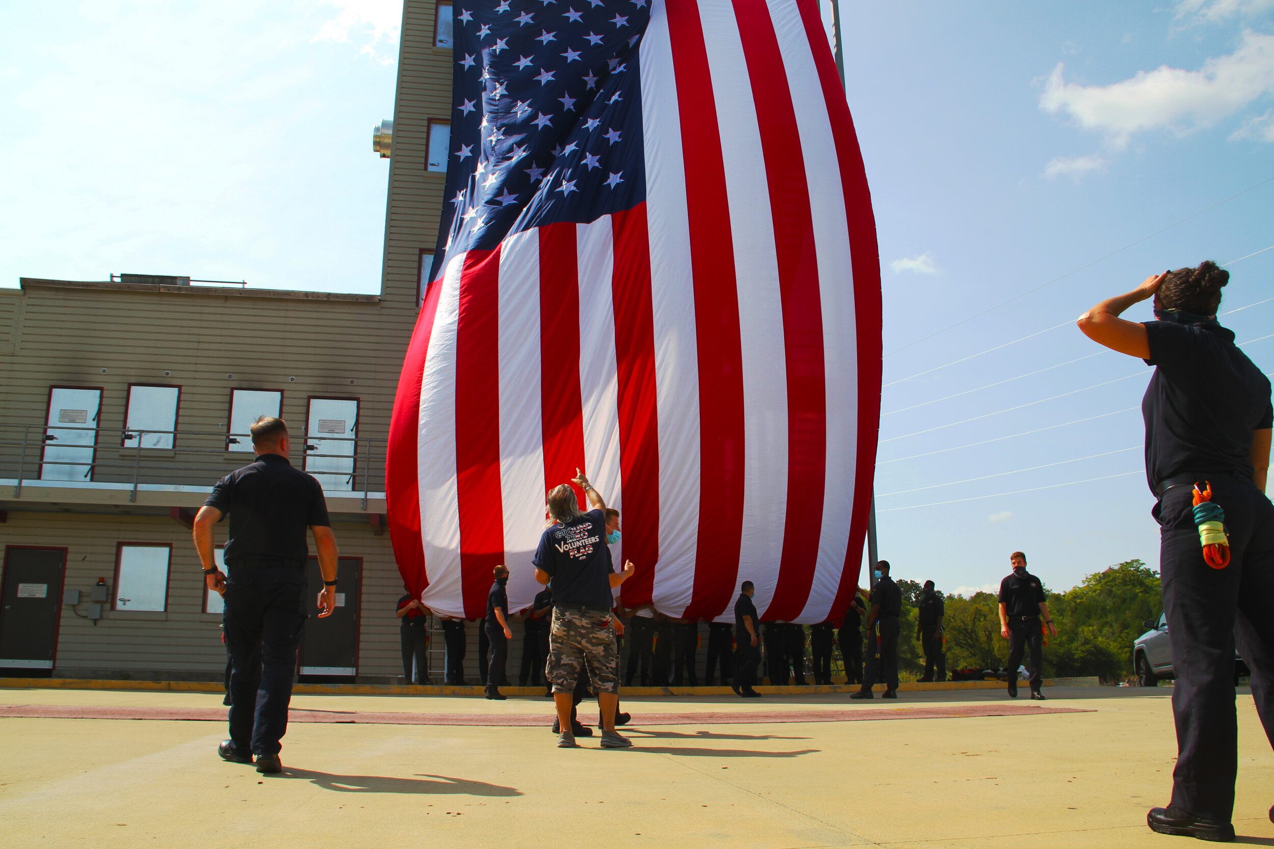  2020 9/11 Tribute Nashville Fire Department Training Grounds – GROUND ZERO VOLUNTEERS FLAG 2020 – Photo: Cierra Mazzola – All Rights Reserved 