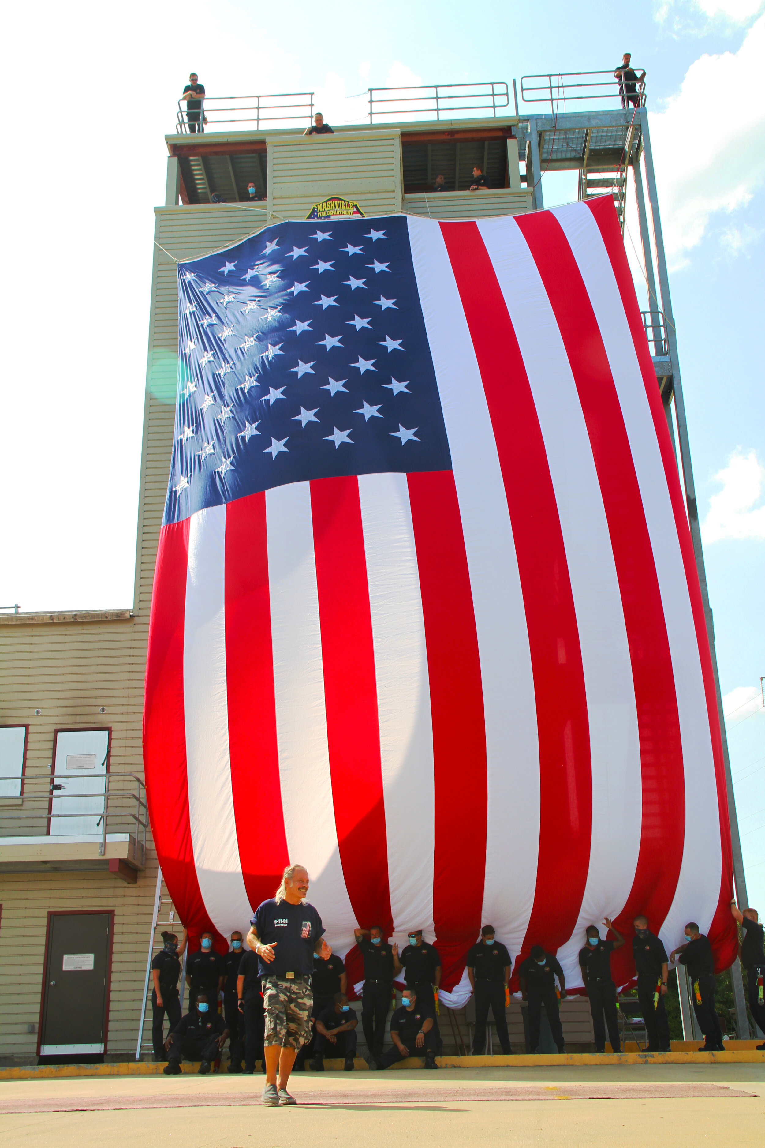  2020 9/11 Tribute Nashville Fire Department Training Grounds – GROUND ZERO VOLUNTEERS FLAG 2020 – Photo: Cierra Mazzola – All Rights Reserved 