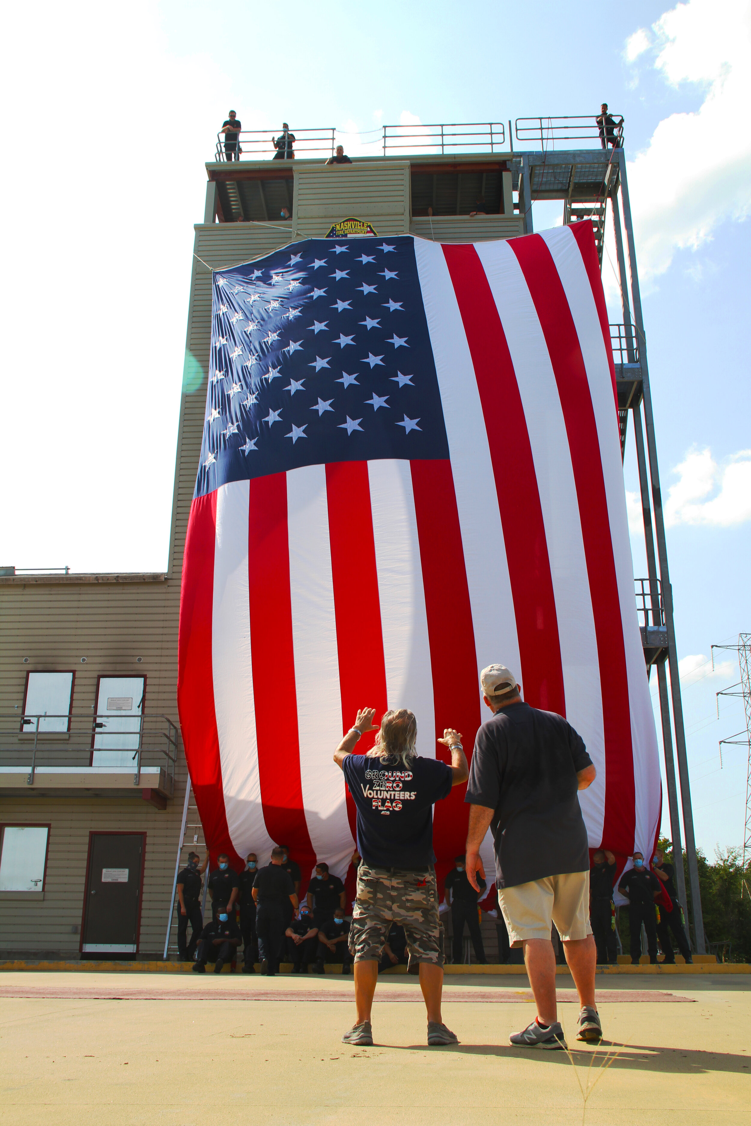  2020 9/11 Tribute Nashville Fire Department Training Grounds – GROUND ZERO VOLUNTEERS FLAG 2020 – Photo: Cierra Mazzola – All Rights Reserved 