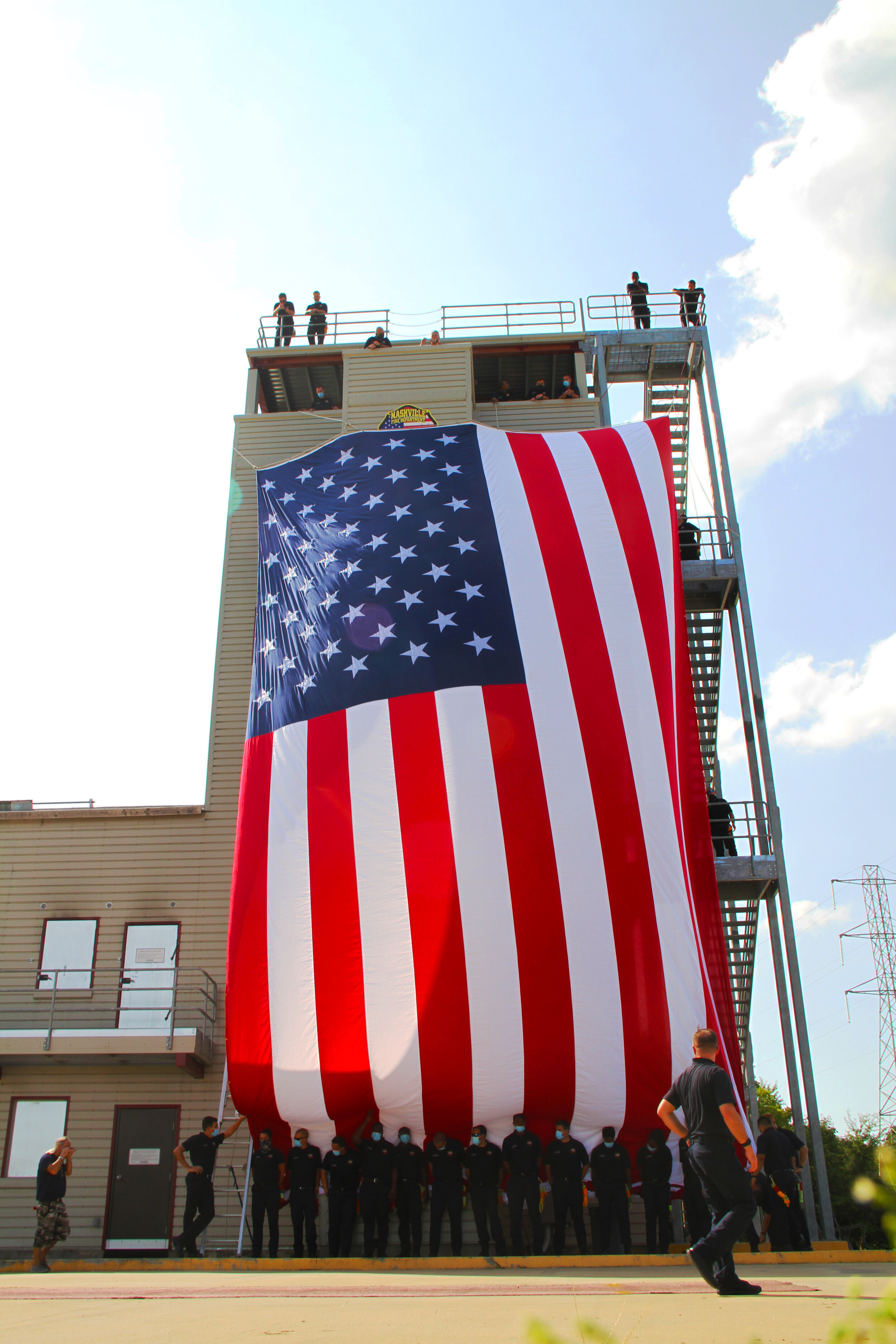  2020 9/11 Tribute Nashville Fire Department Training Grounds – GROUND ZERO VOLUNTEERS FLAG 2020 – Photo: Cierra Mazzola – All Rights Reserved 