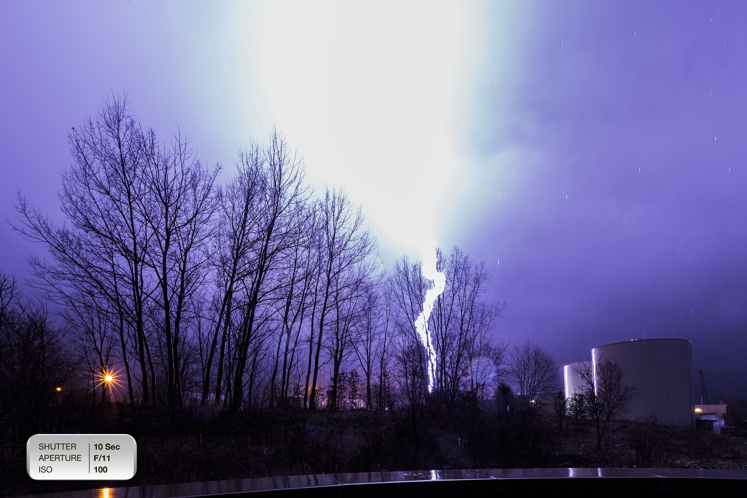 CRACK: Lightning crashed down right near the water treatment plant in Big Rapids. After several hours of waiting, I finally “got the shot.” I also may have “got” a heart attack. 