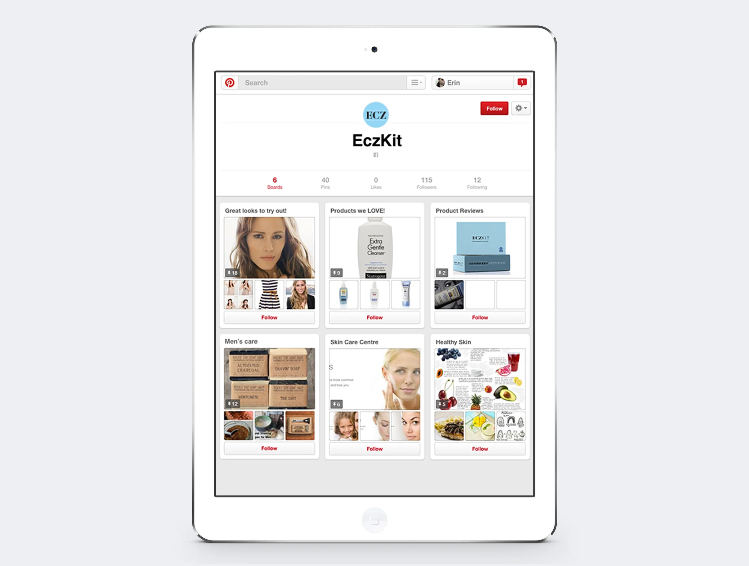 Pinterest Branded Pinterest page to spread the word