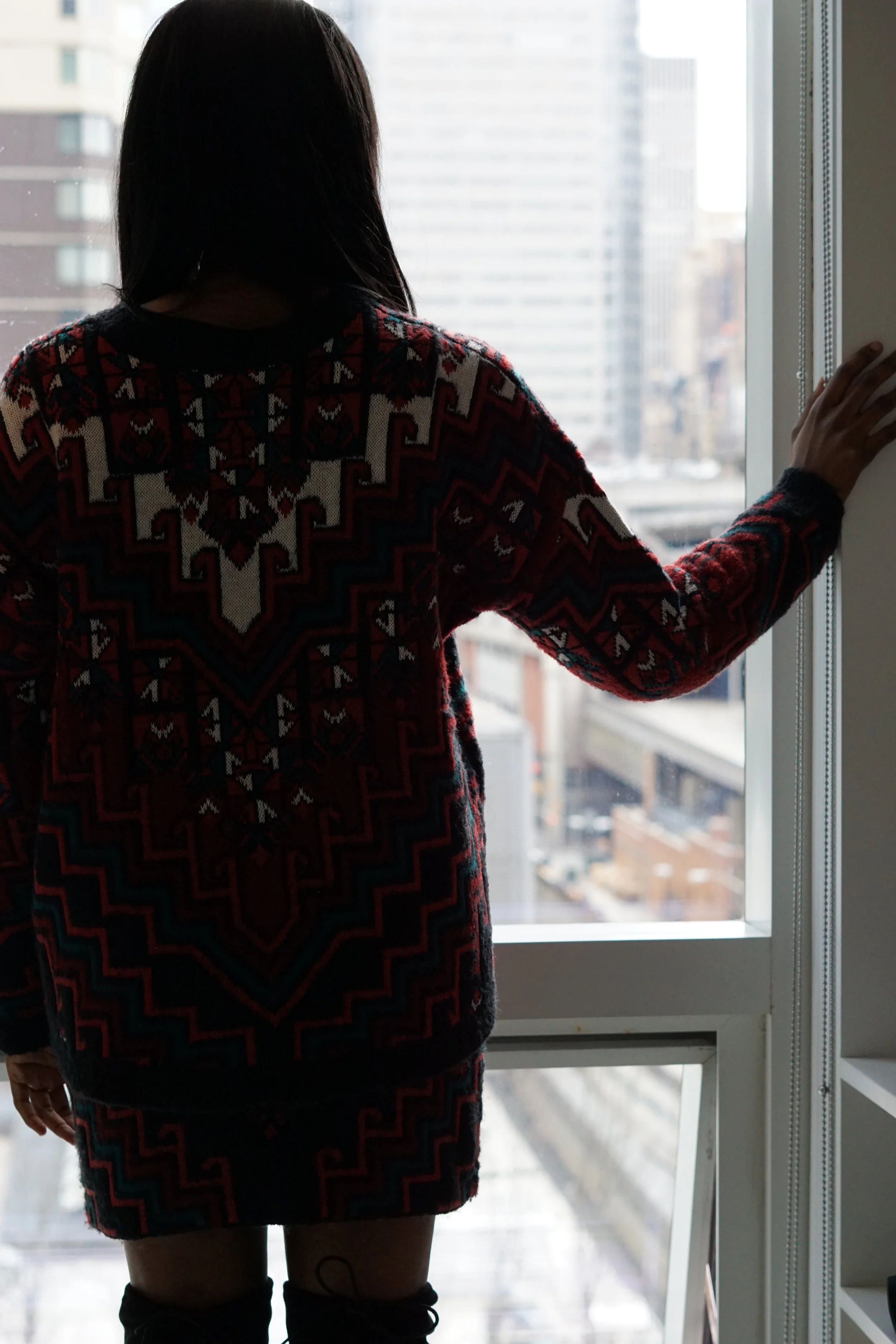 The back is exactly the same as the front. I'll be living in this while it's cold out. 