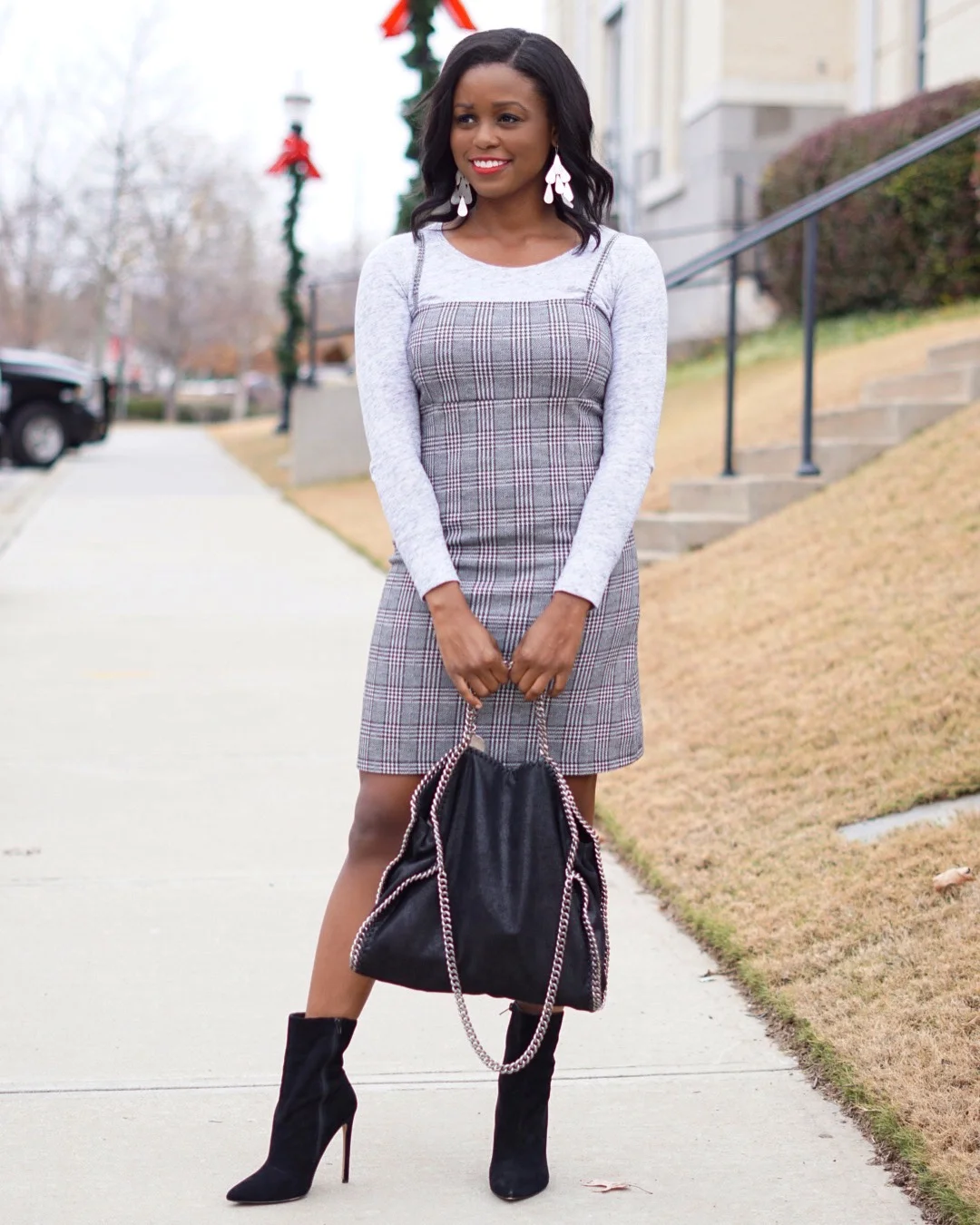 plaid dress with shirt under