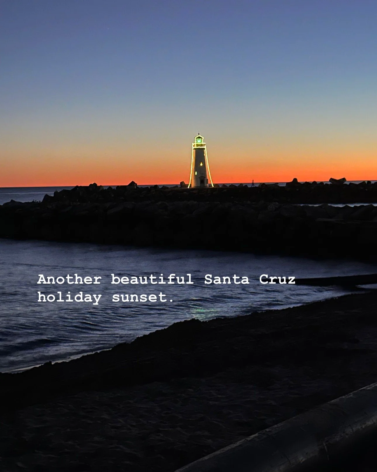 Walton Lighthouse is shining bright for the holiday season. #SantaCruz #SantaCruzYachtHarbor #NewYearsEve #HappyHolidays